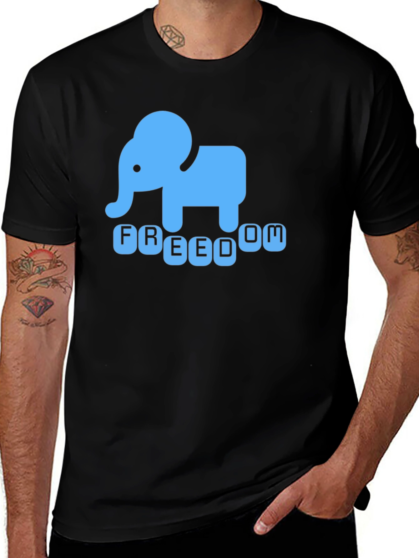 Freedom Elephant Graphic Tee - Black
