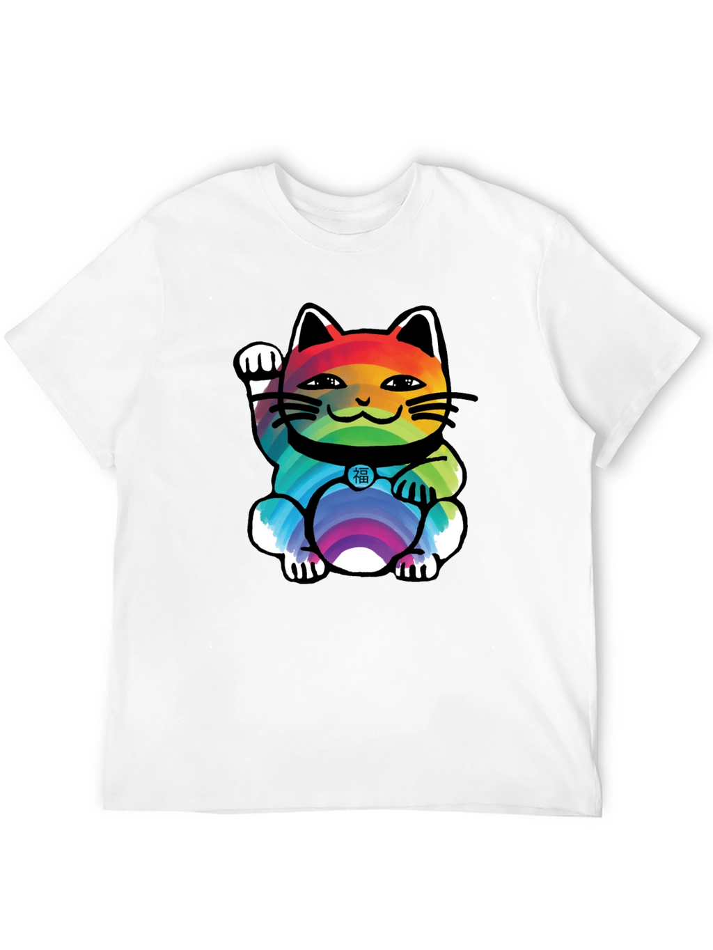 Lucky Rainbow Cat T-Shirt - Unisex Black Tee