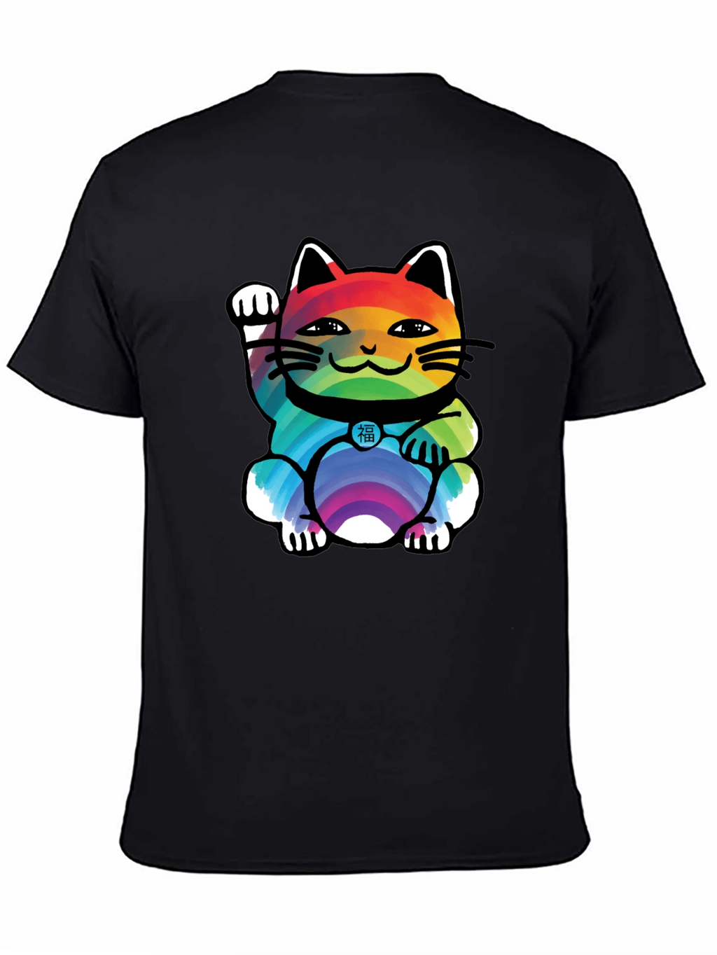 Lucky Rainbow Cat T-Shirt - Unisex Black Tee