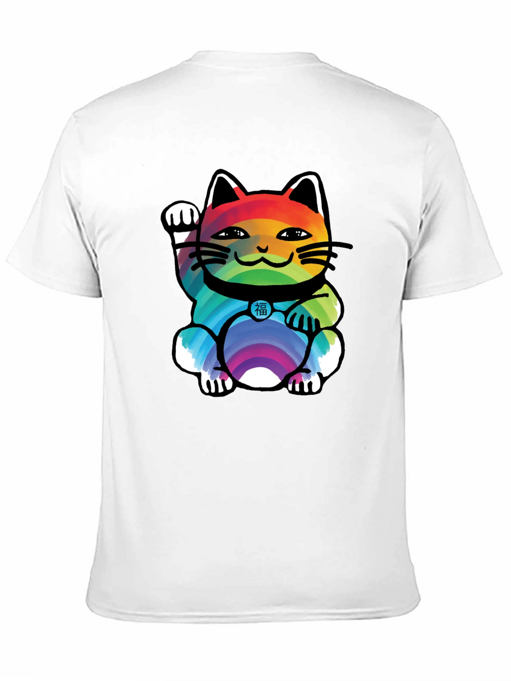 Lucky Rainbow Cat T-Shirt - Unisex Black Tee
