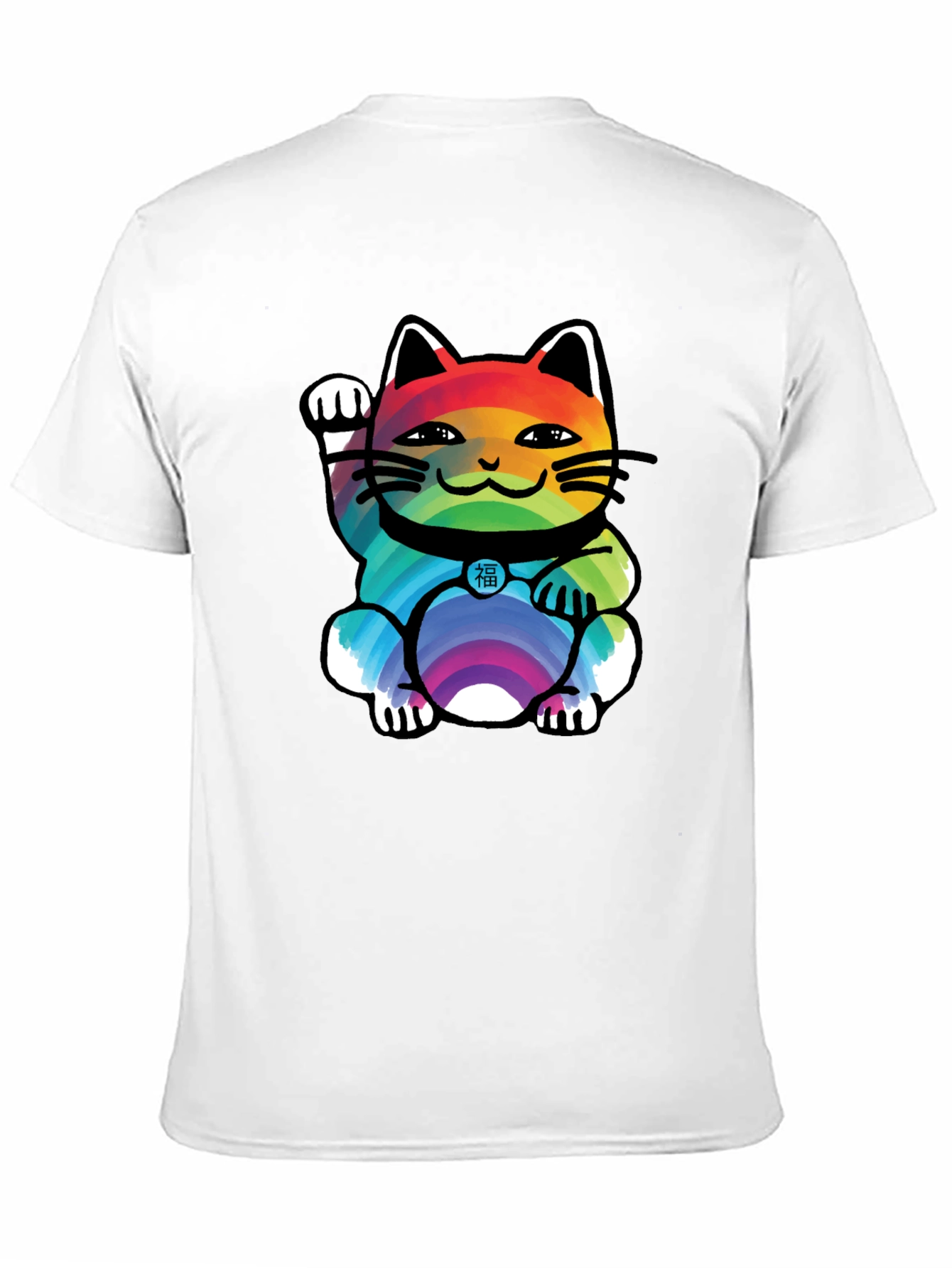 Lucky Rainbow Cat T-Shirt - Unisex Black Tee