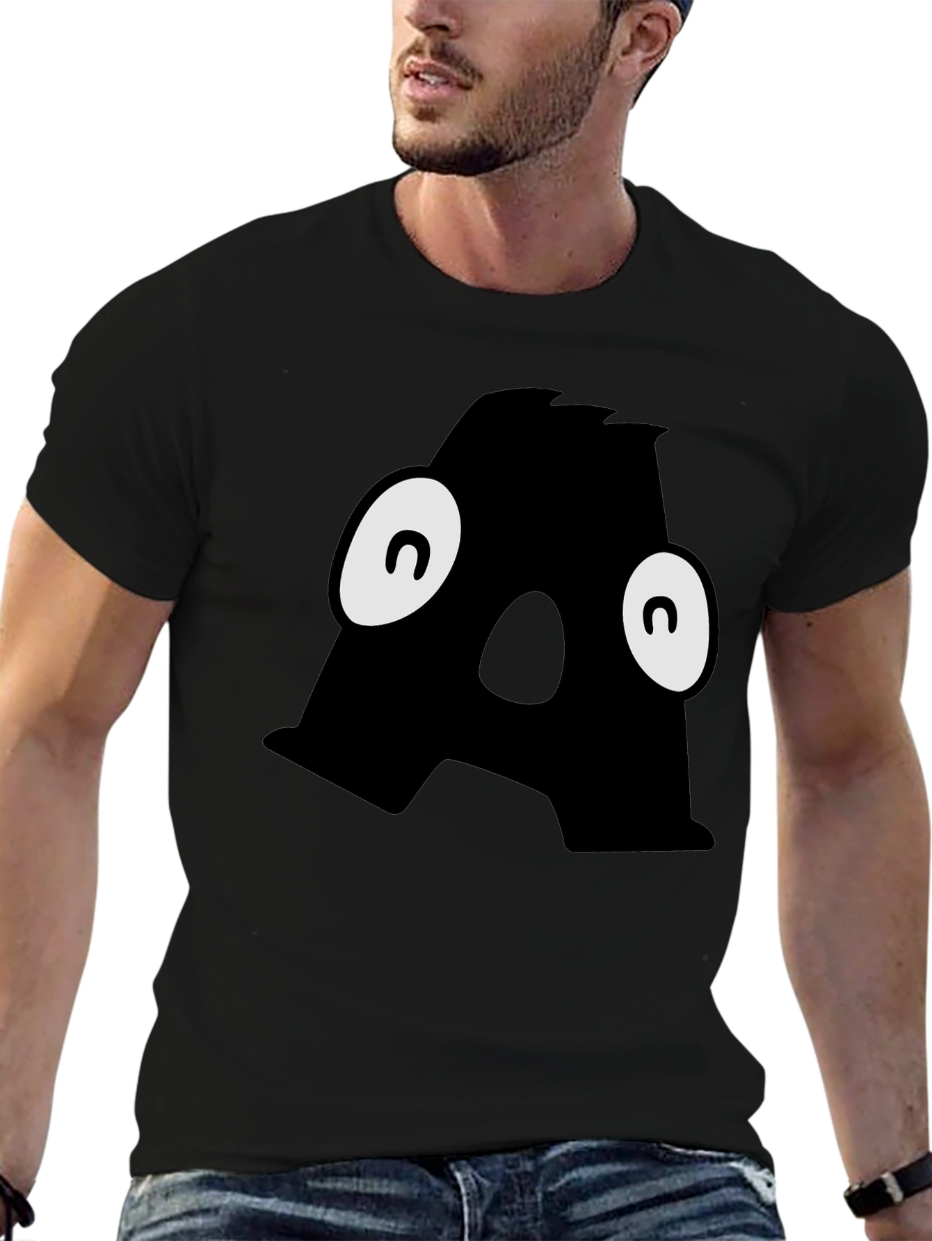 Letter A Monster Graphic Black T-Shirt