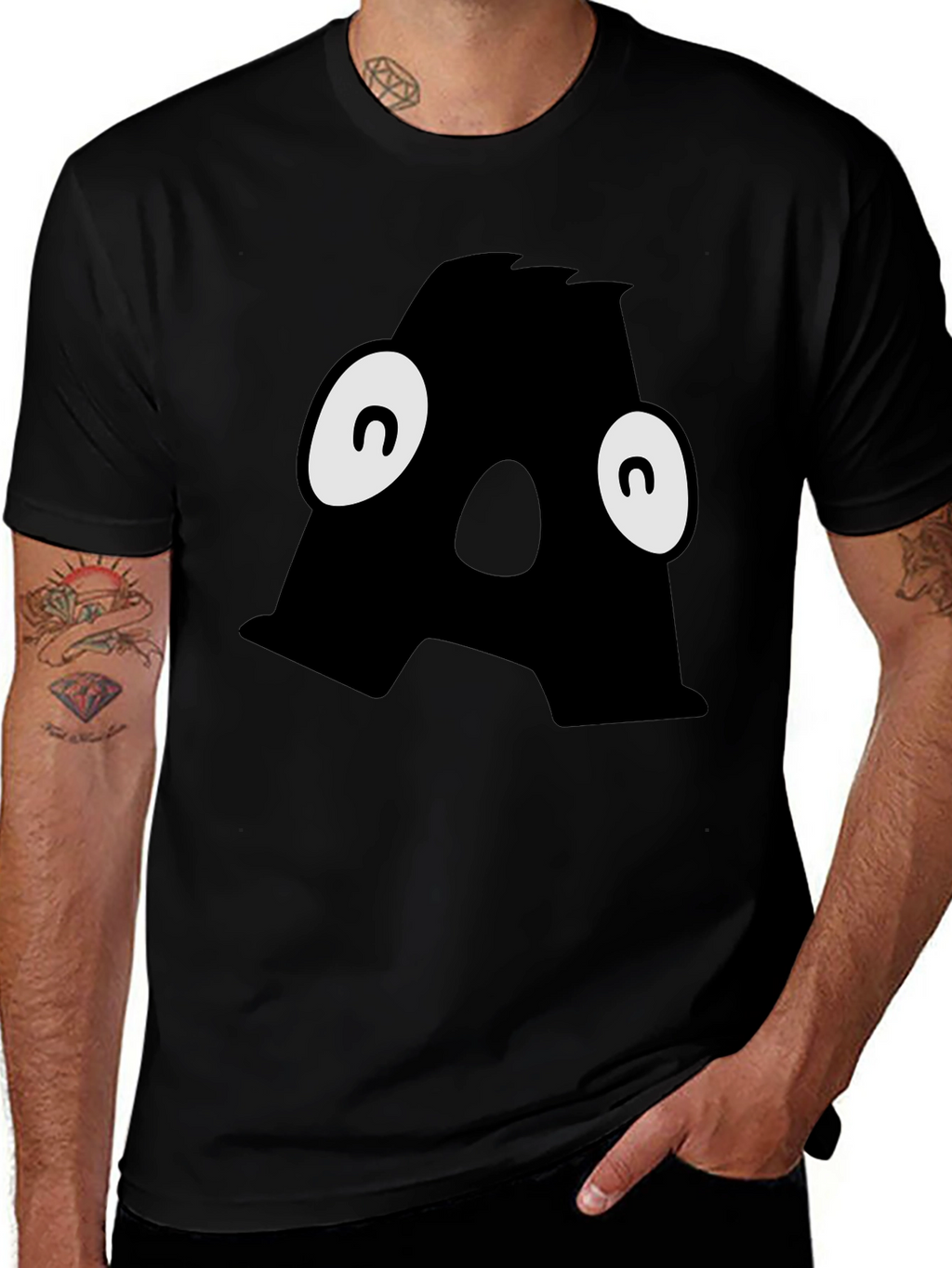 Letter A Monster Graphic Black T-Shirt