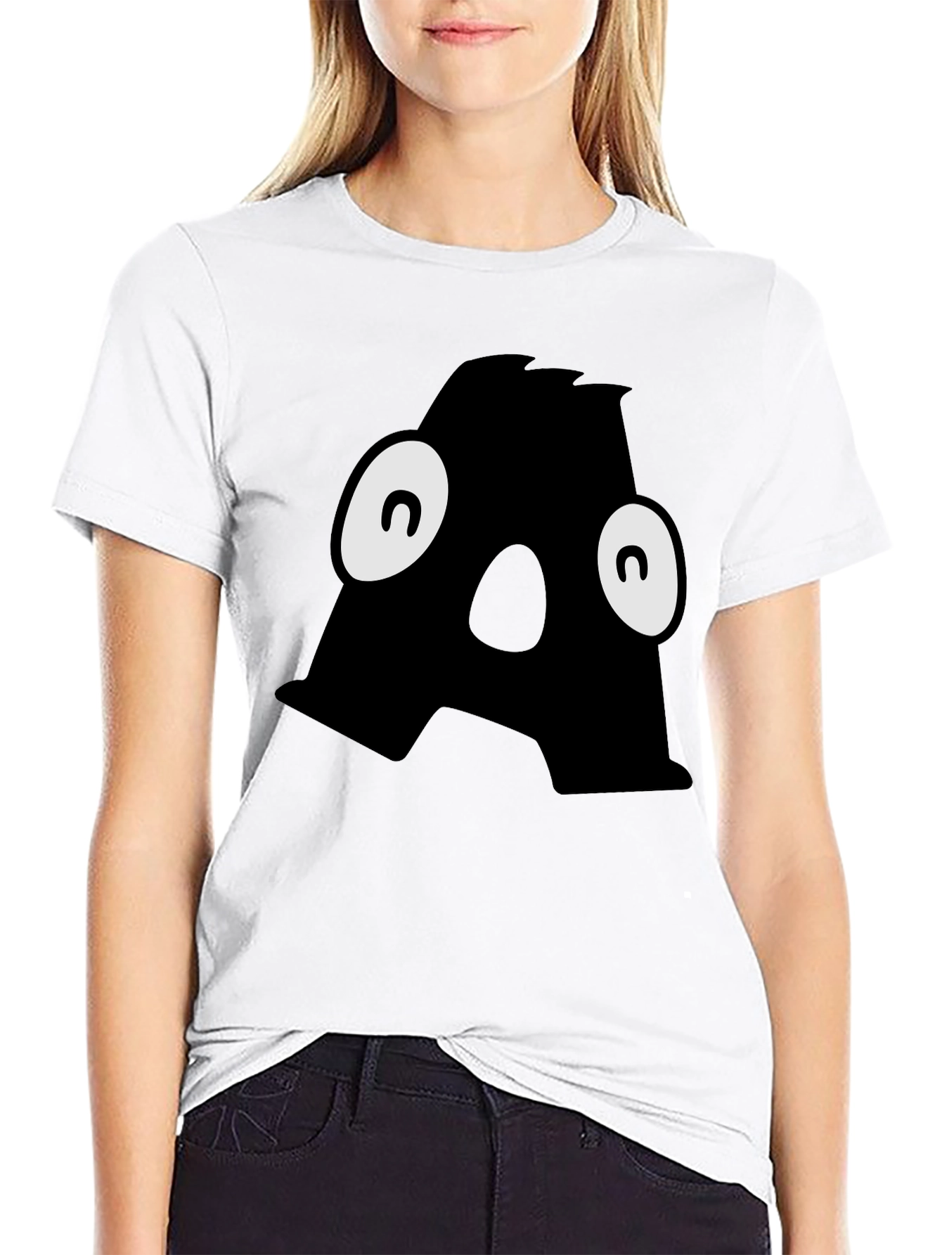 Letter A Monster Graphic Black T-Shirt