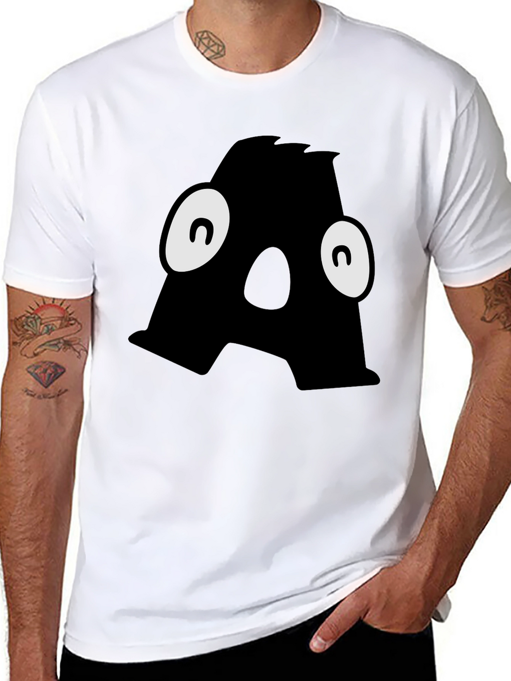 Letter A Monster Graphic Black T-Shirt
