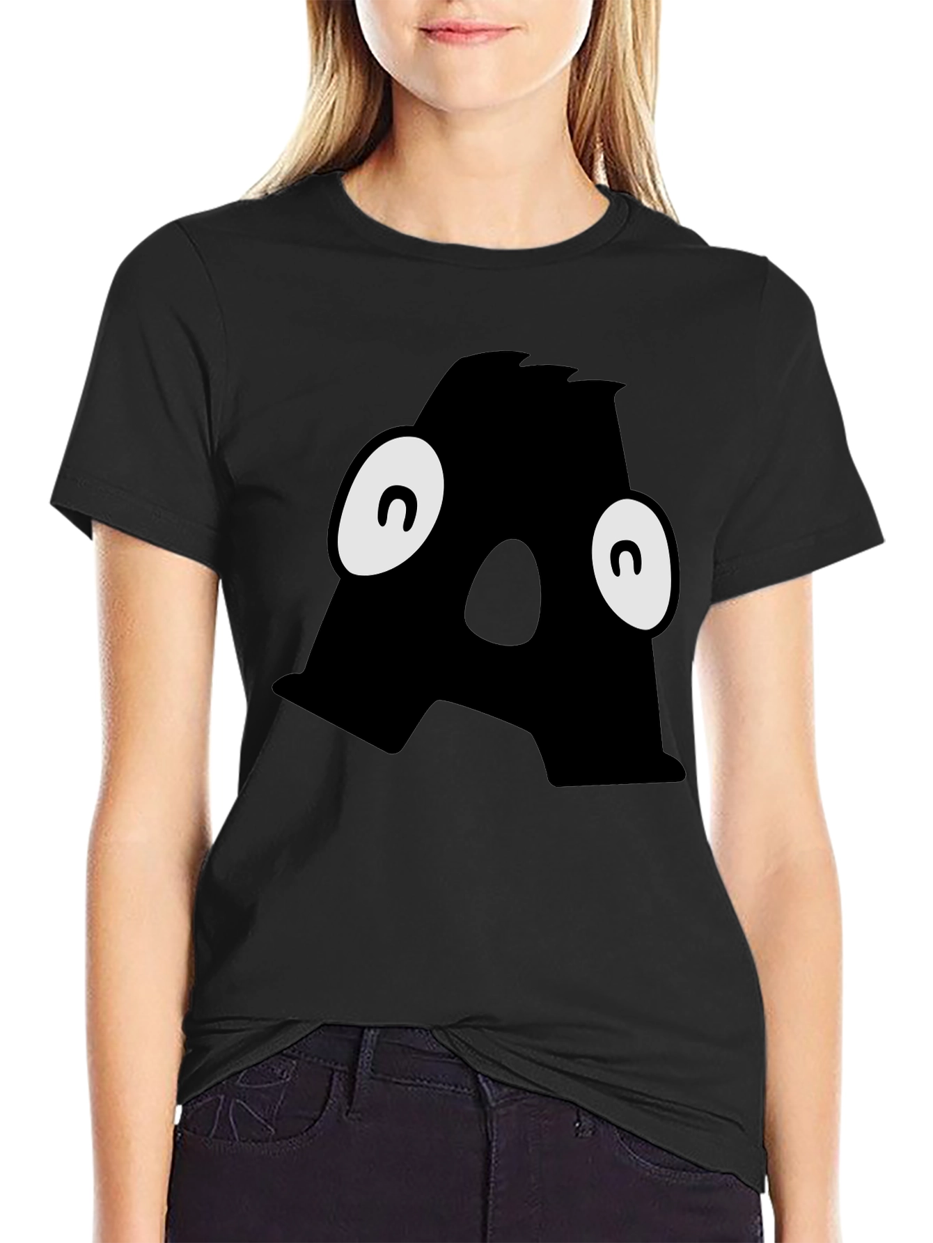 Letter A Monster Graphic Black T-Shirt