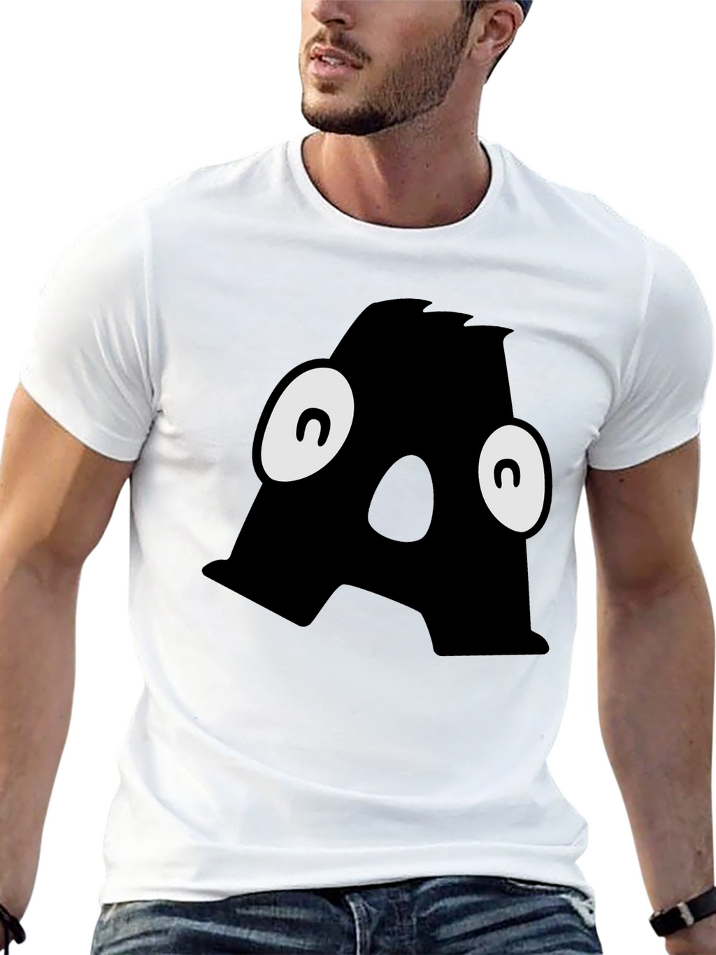 Letter A Monster Graphic Black T-Shirt
