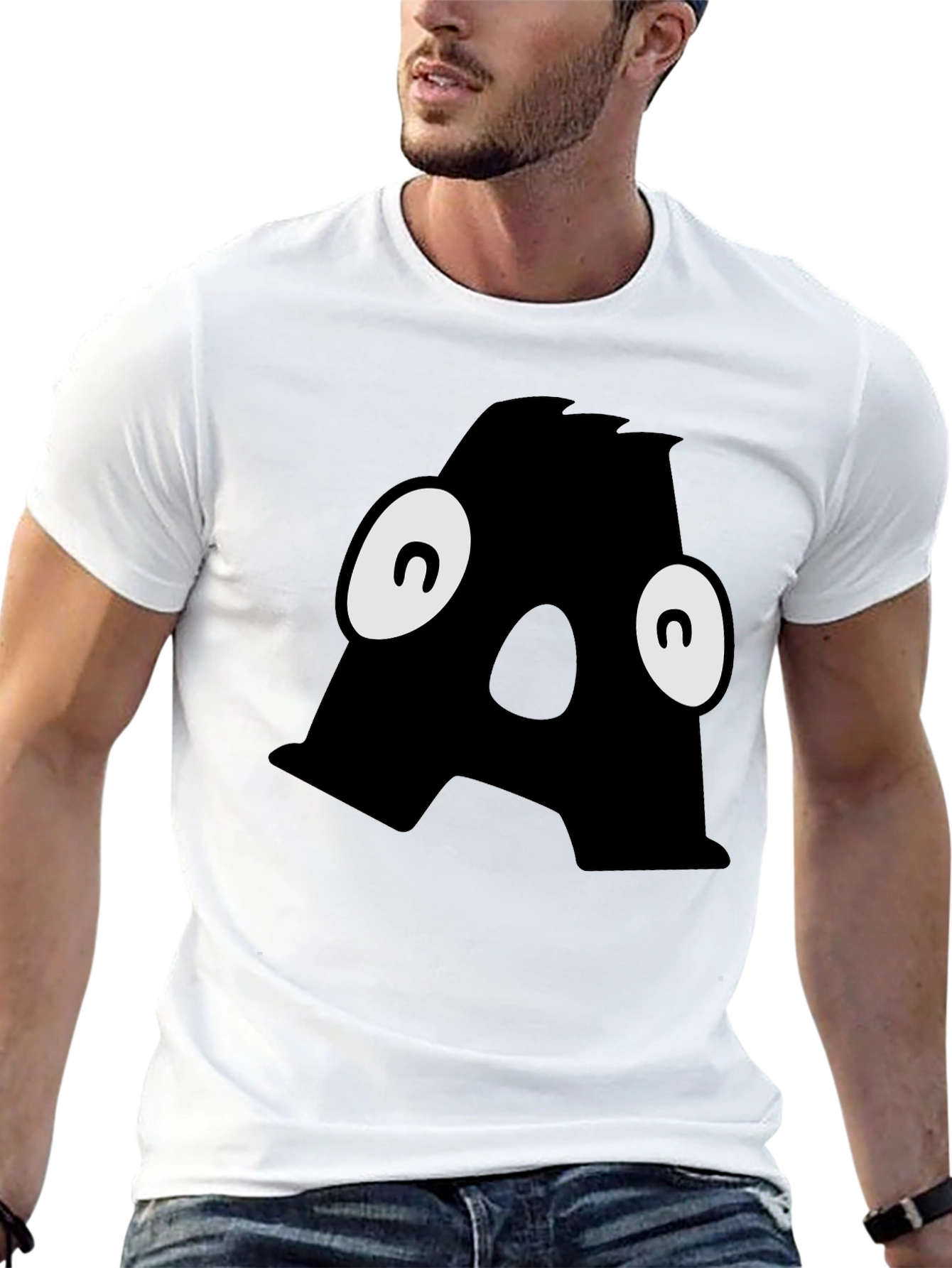 Letter A Monster Graphic Black T-Shirt