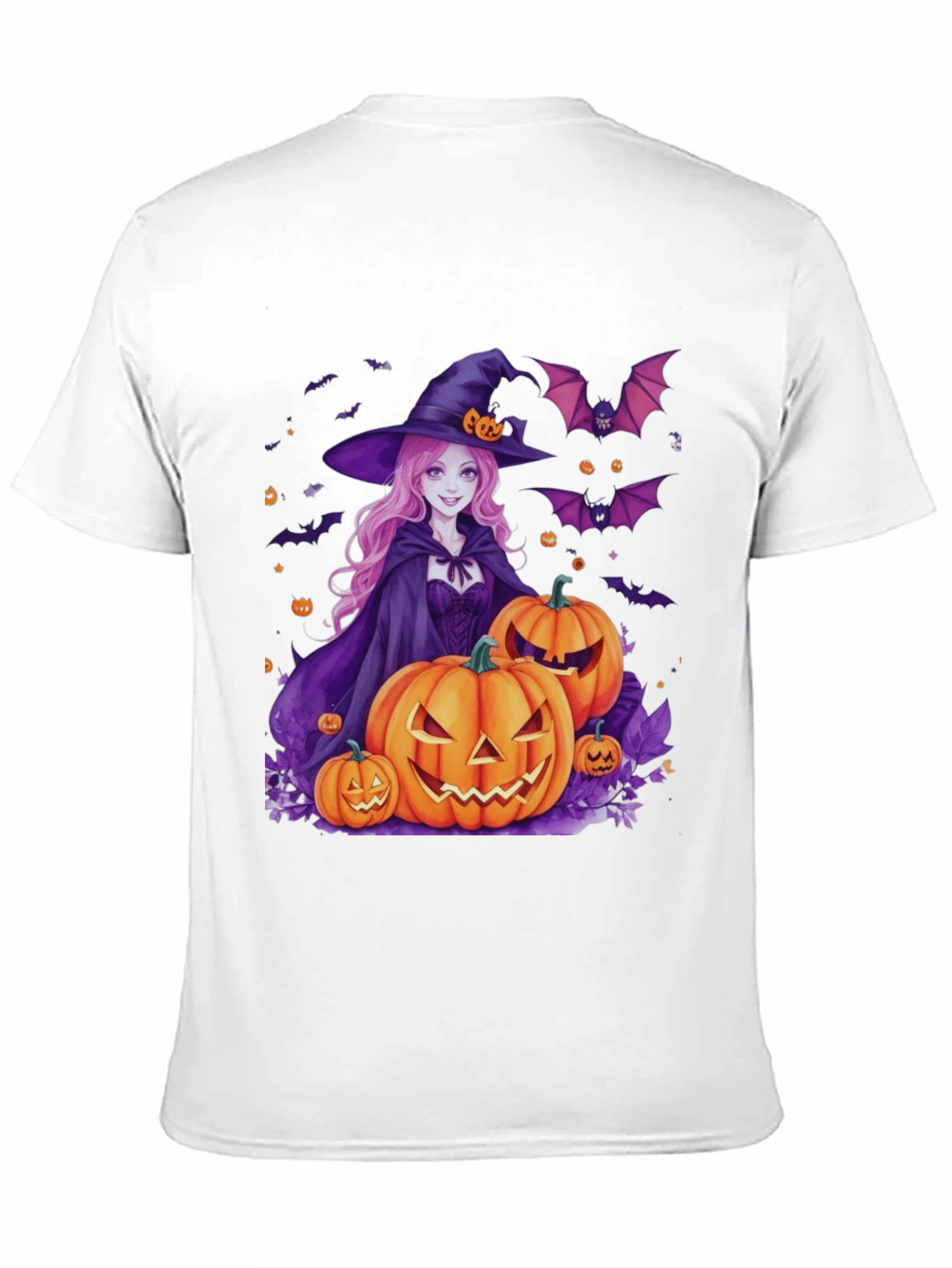 Halloween Witch & Pumpkins Black T-Shirt