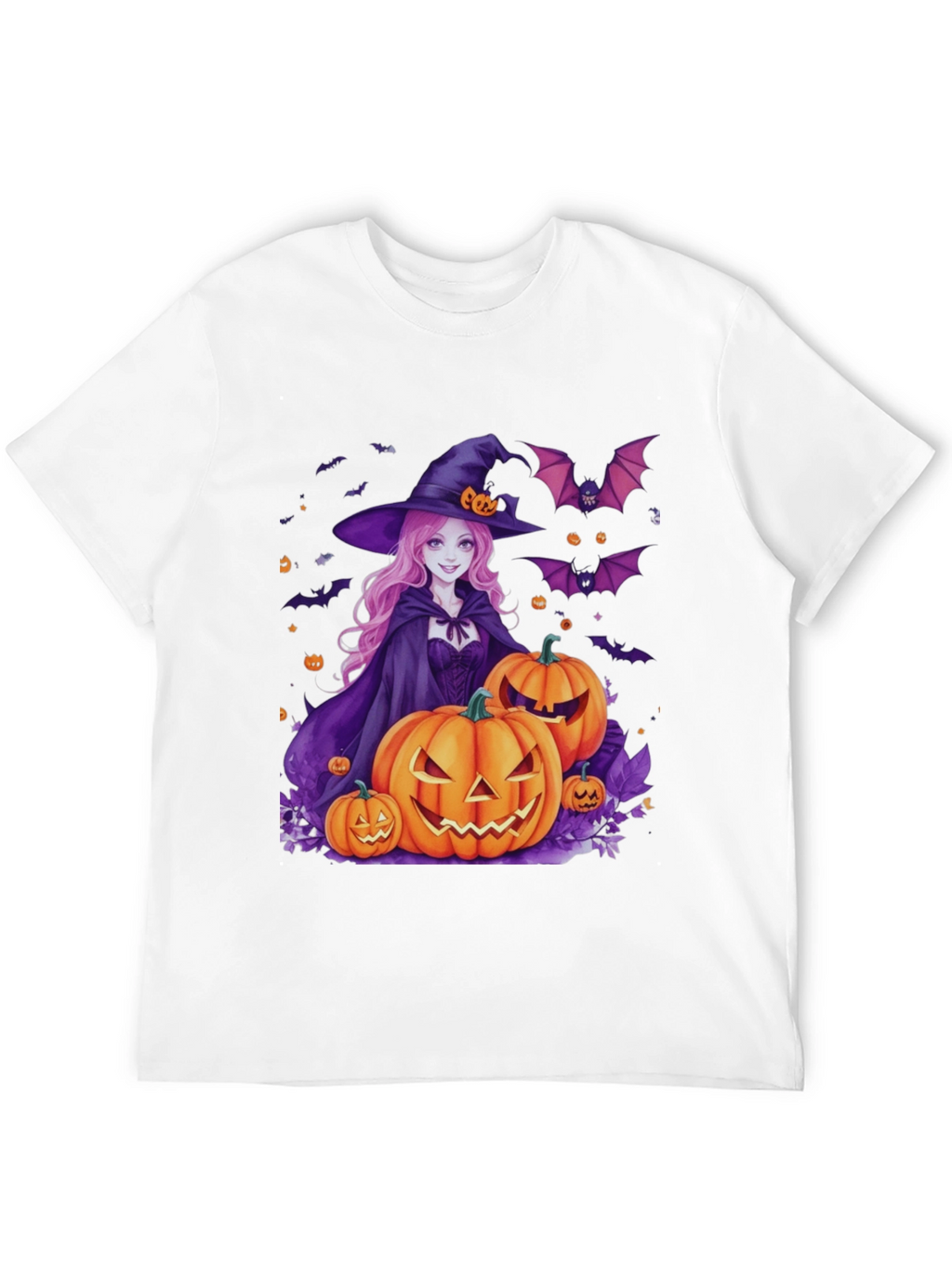 Halloween Witch & Pumpkins Black T-Shirt