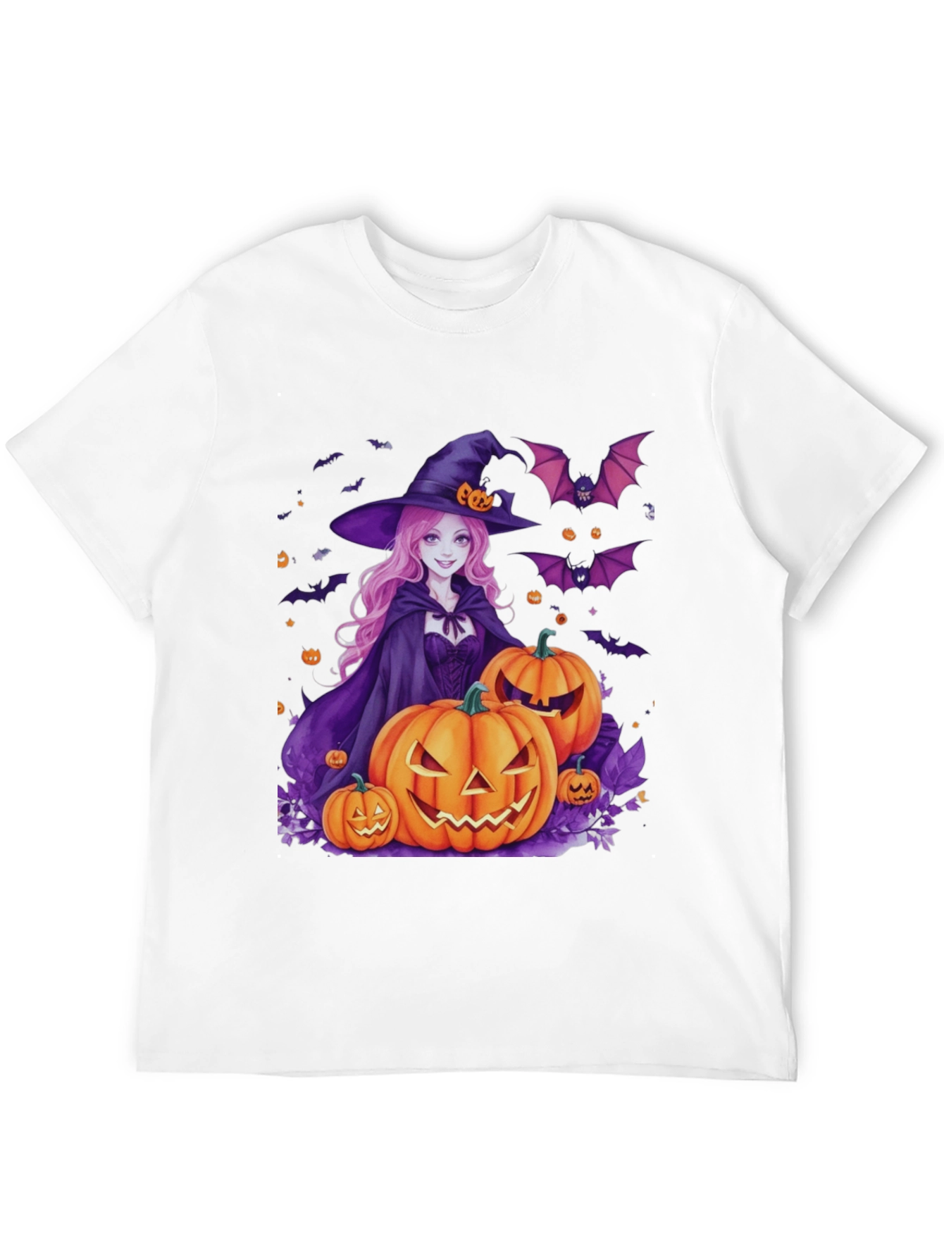 Halloween Witch & Pumpkins Black T-Shirt