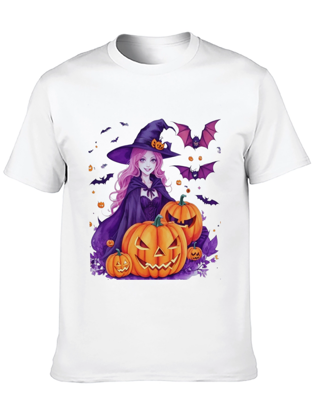 Halloween Witch & Pumpkins Black T-Shirt