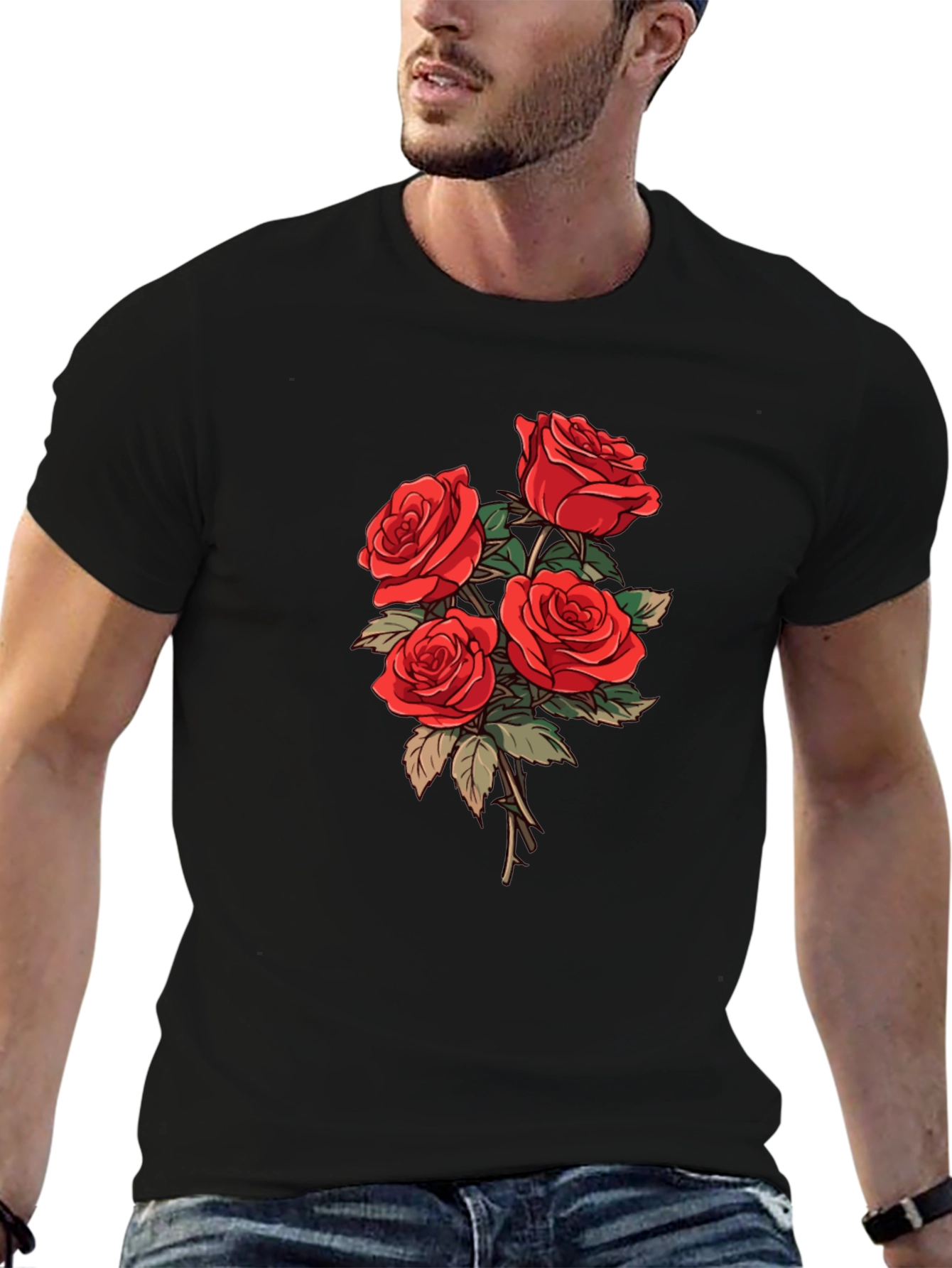 Black Rose Bouquet Graphic Tee