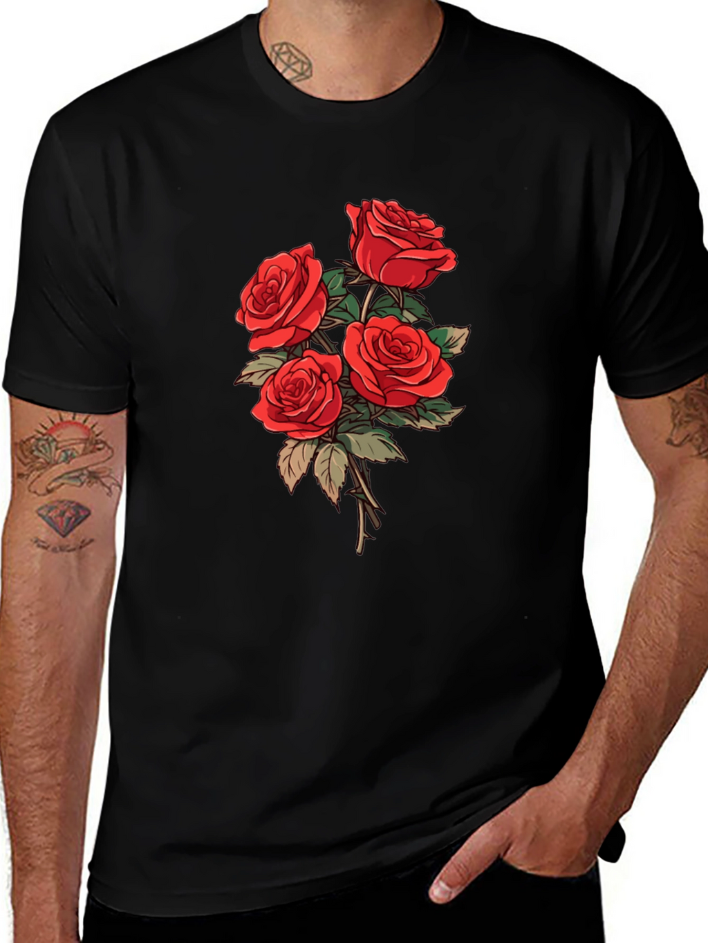 Black Rose Bouquet Graphic Tee