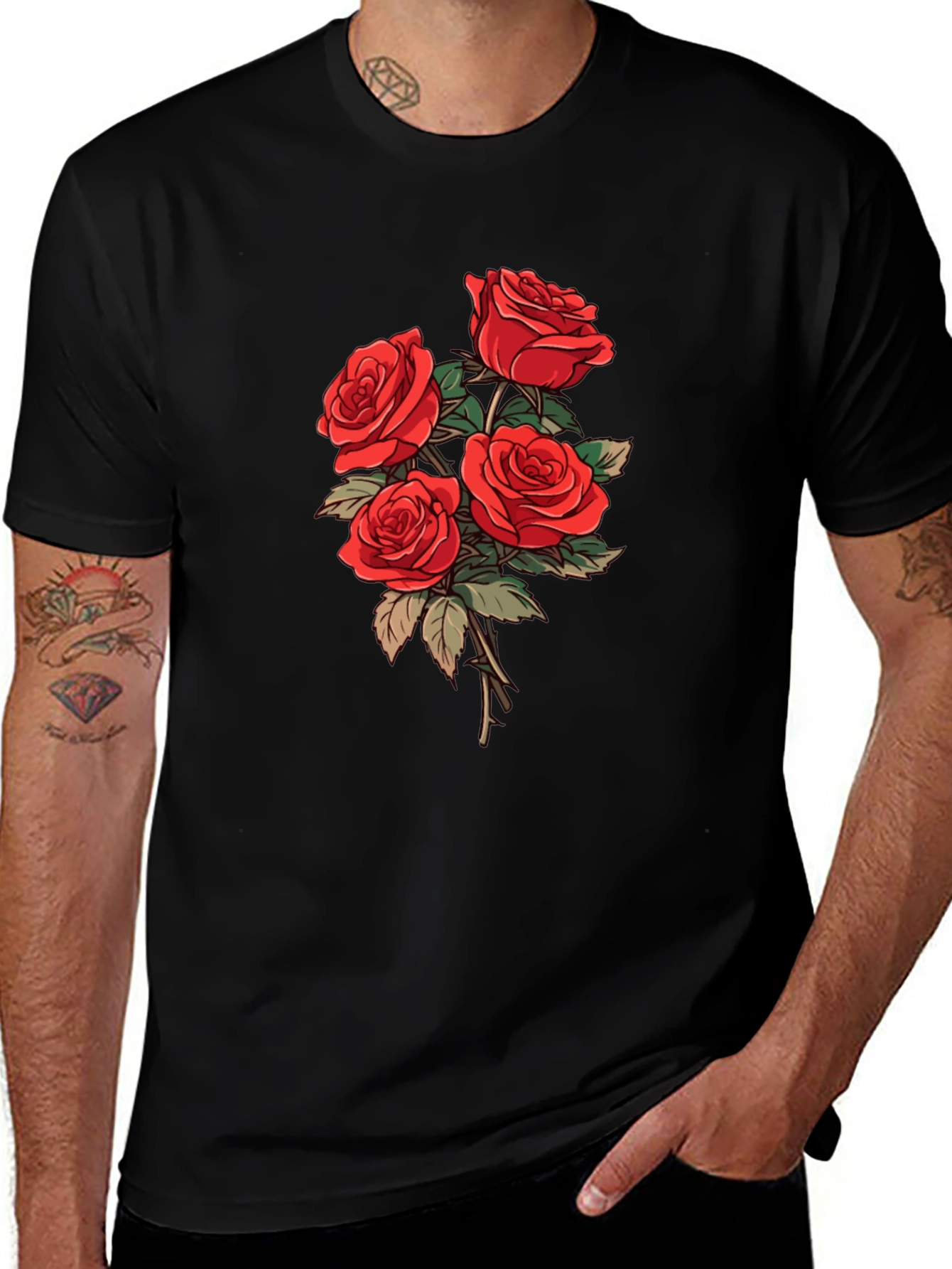 Black Rose Bouquet Graphic Tee