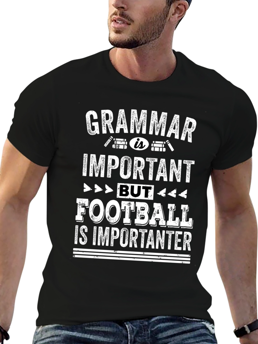 Grammar vs Football Funny Graphic Tee