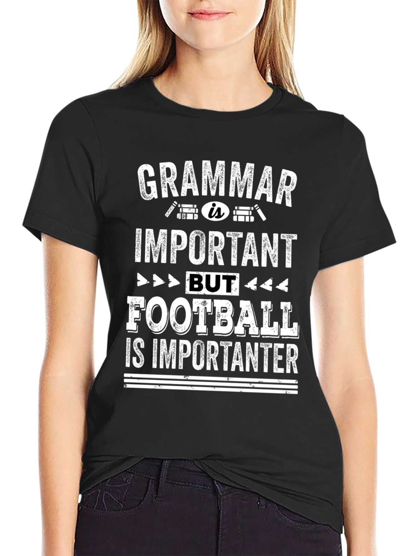 Grammar vs Football Funny Graphic Tee
