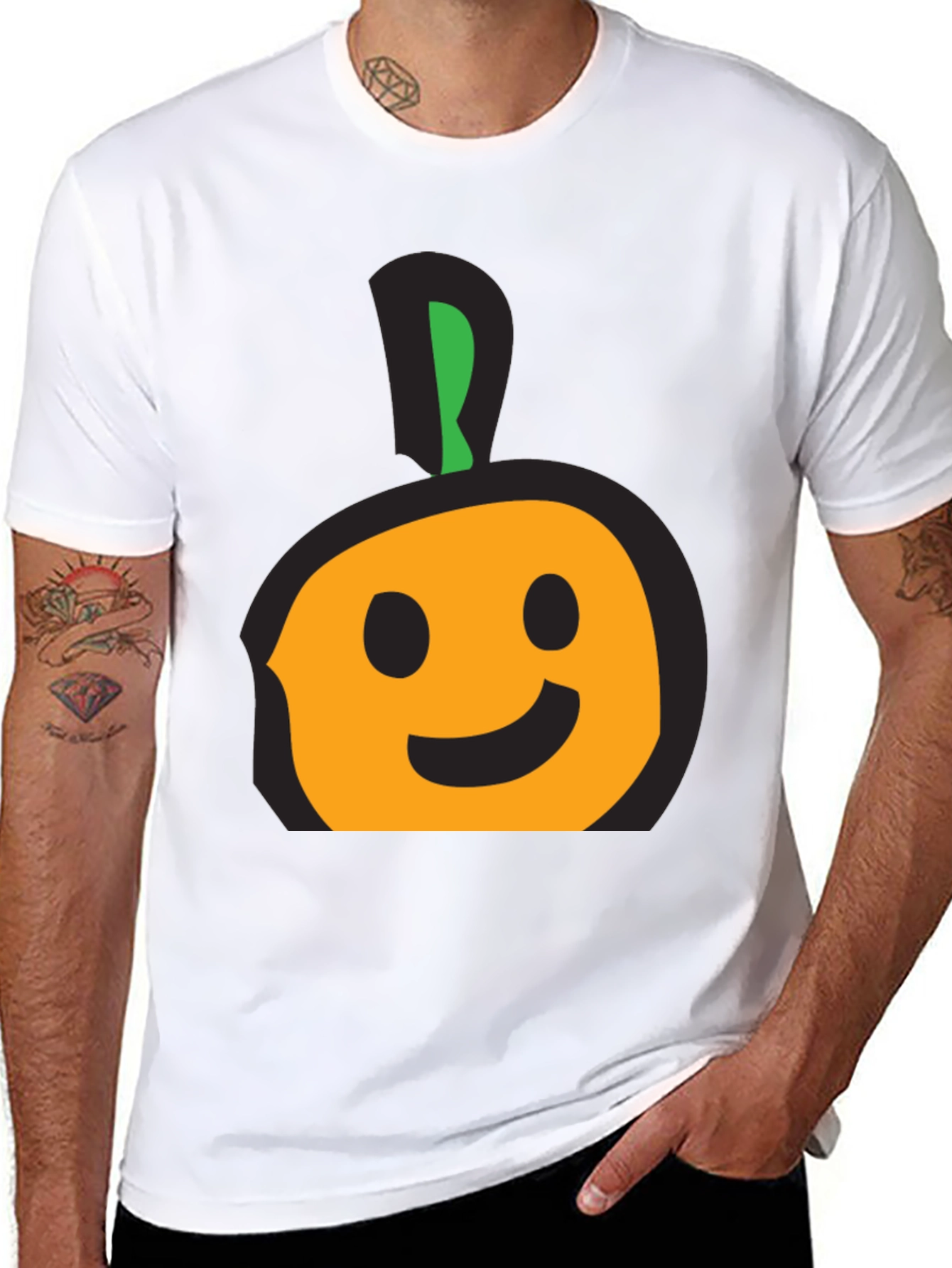 Whimsical Fruit Graphic Tee - Casual Black T-Shirt