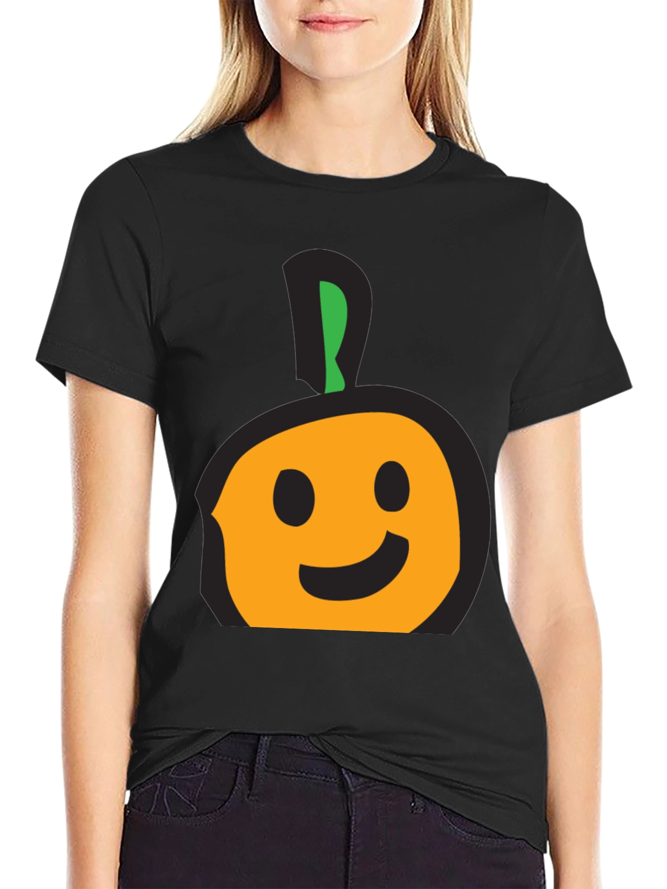 Whimsical Fruit Graphic Tee - Casual Black T-Shirt