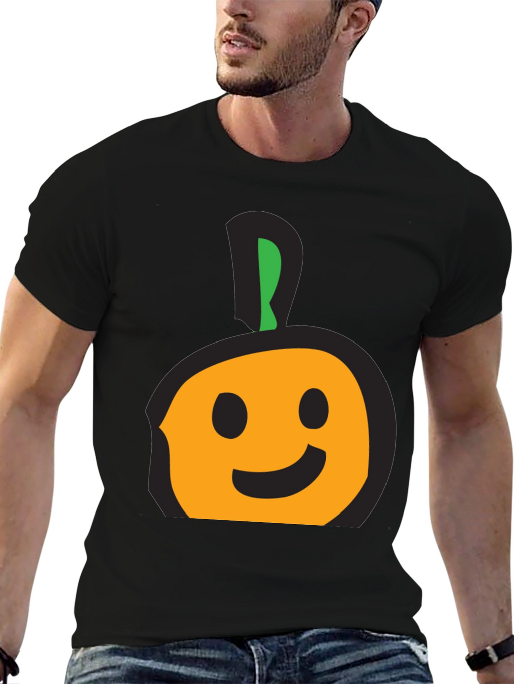 Whimsical Fruit Graphic Tee - Casual Black T-Shirt