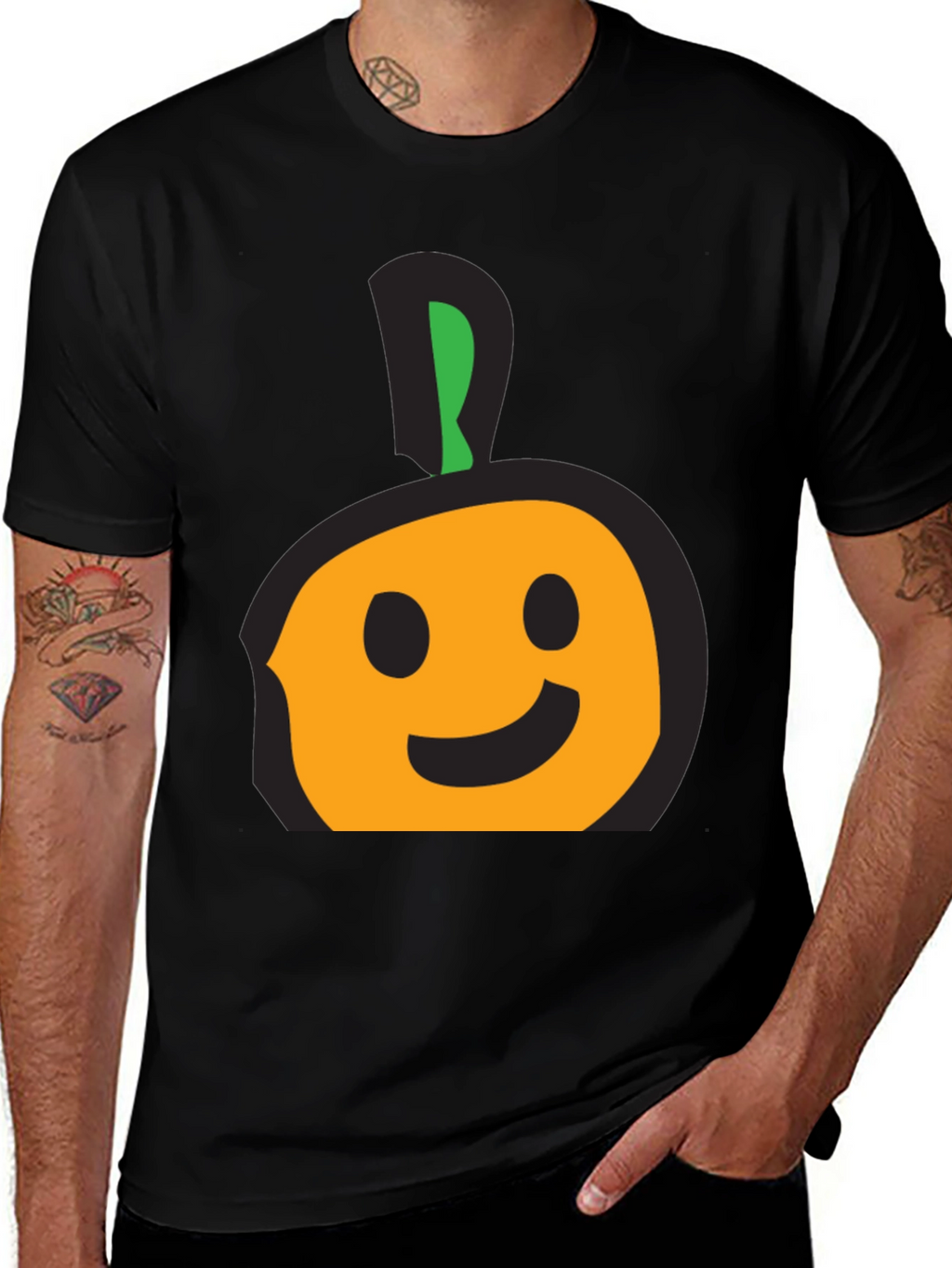 Whimsical Fruit Graphic Tee - Casual Black T-Shirt