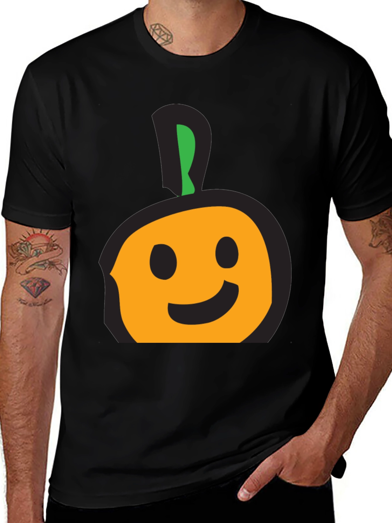 Whimsical Fruit Graphic Tee - Casual Black T-Shirt