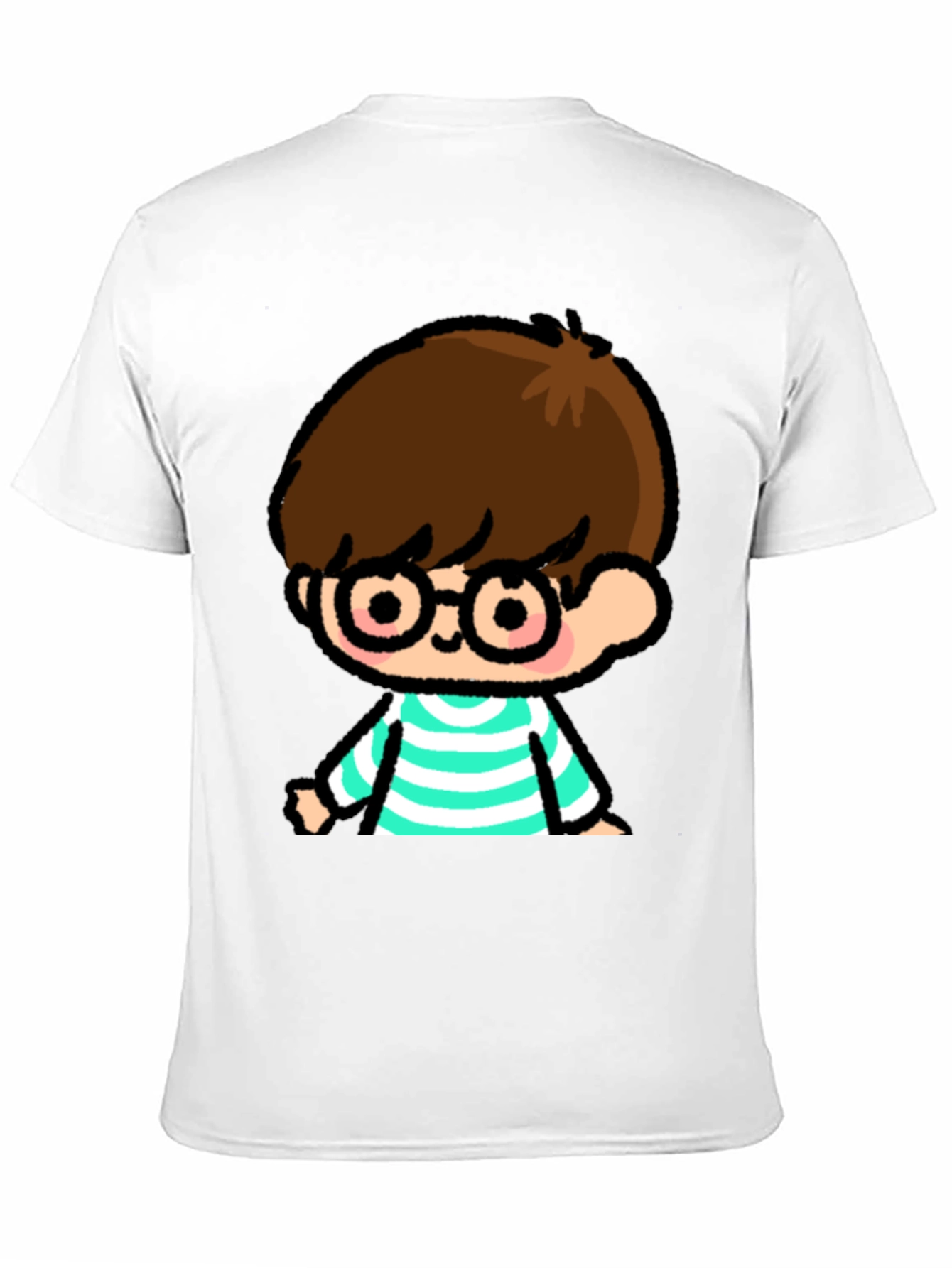 Cartoon Boy Graphic Tee - Casual Black T-Shirt