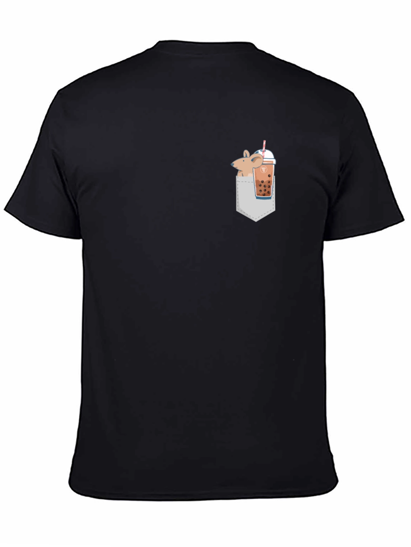 Novelty Mouse & Boba Pocket T-Shirt - Black