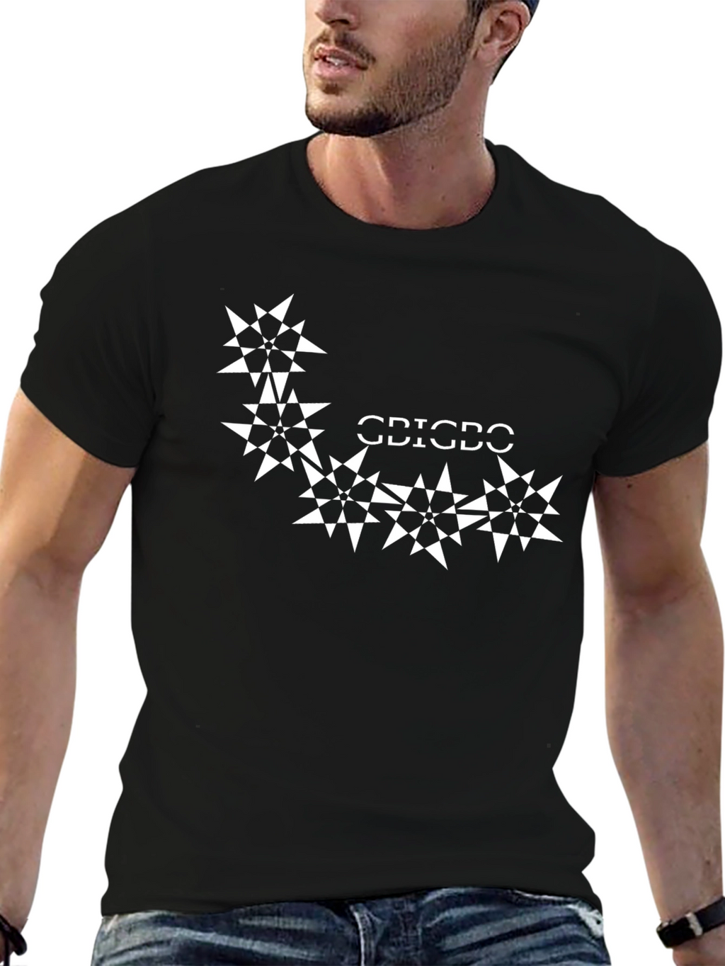 Geometric Starburst Black T-Shirt