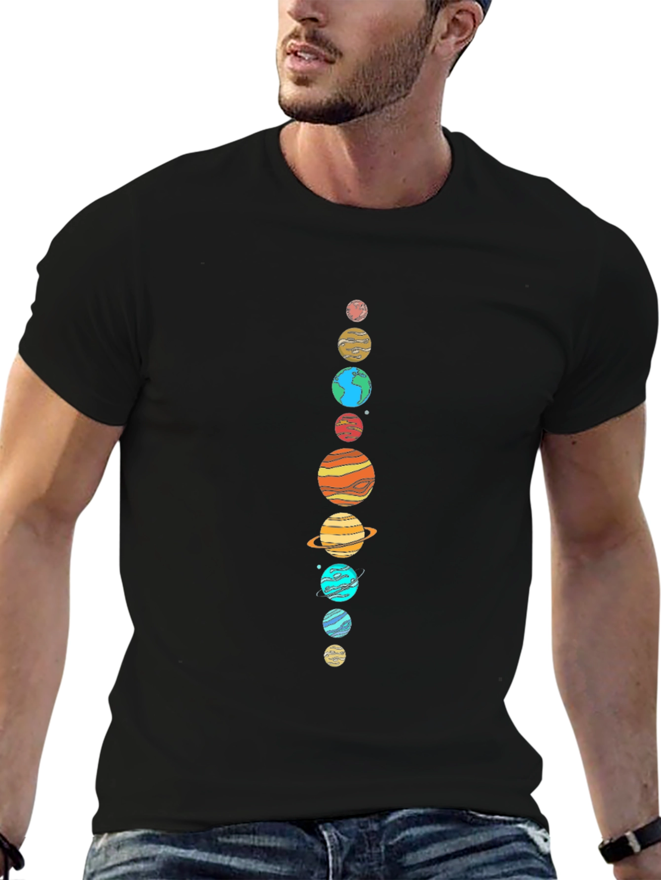Planets Graphic Tee - Space Lovers Black T-Shirt