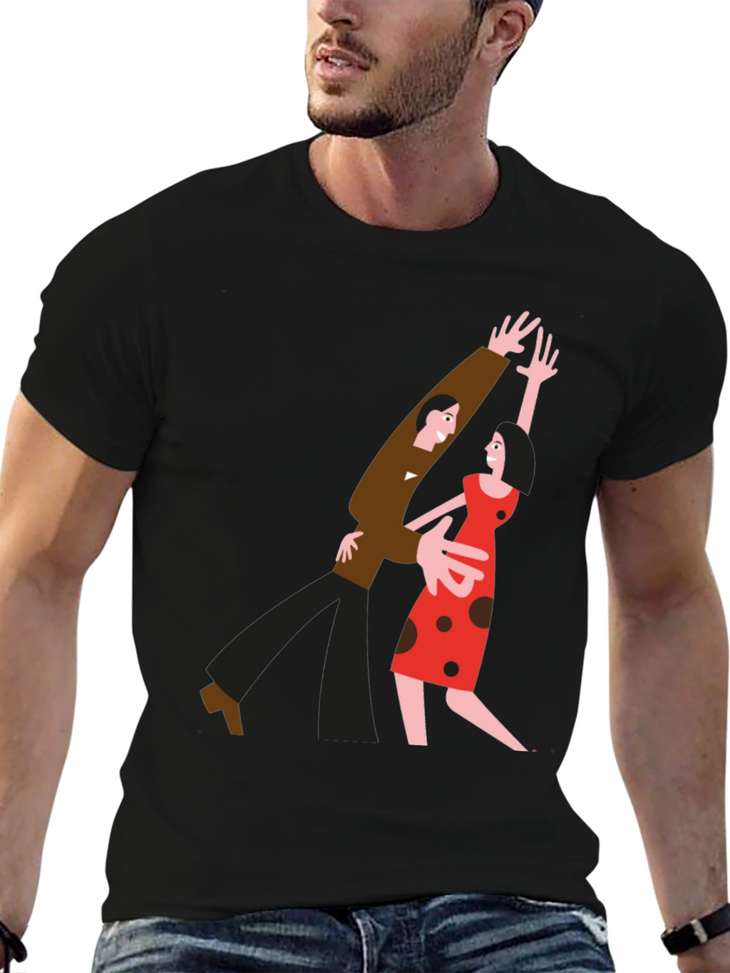 Retro Dance Couple Graphic Tee - Classic Style