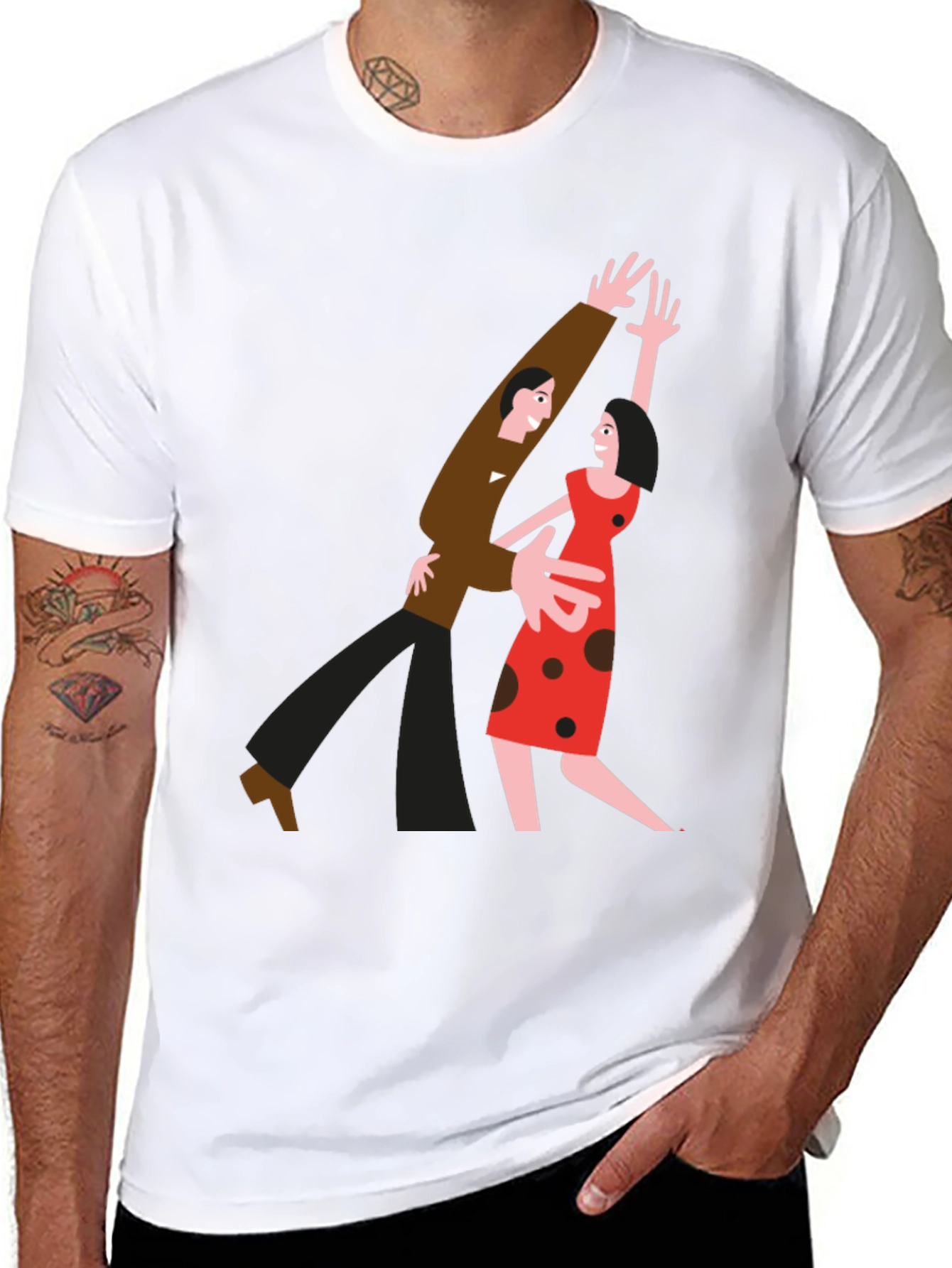 Retro Dance Couple Graphic Tee - Classic Style