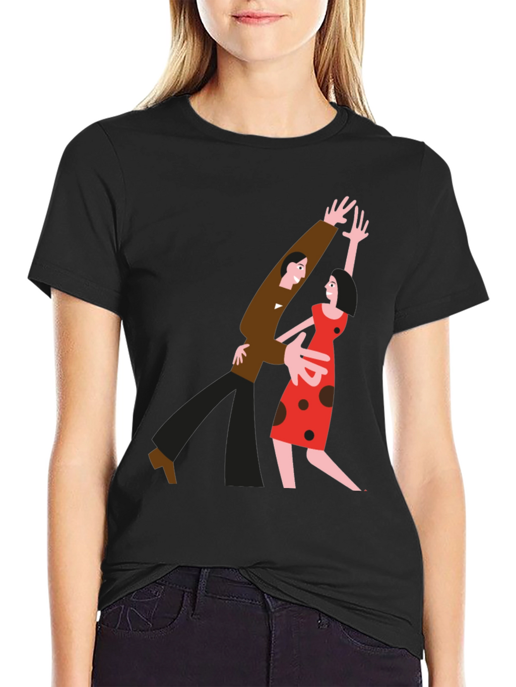 Retro Dance Couple Graphic Tee - Classic Style