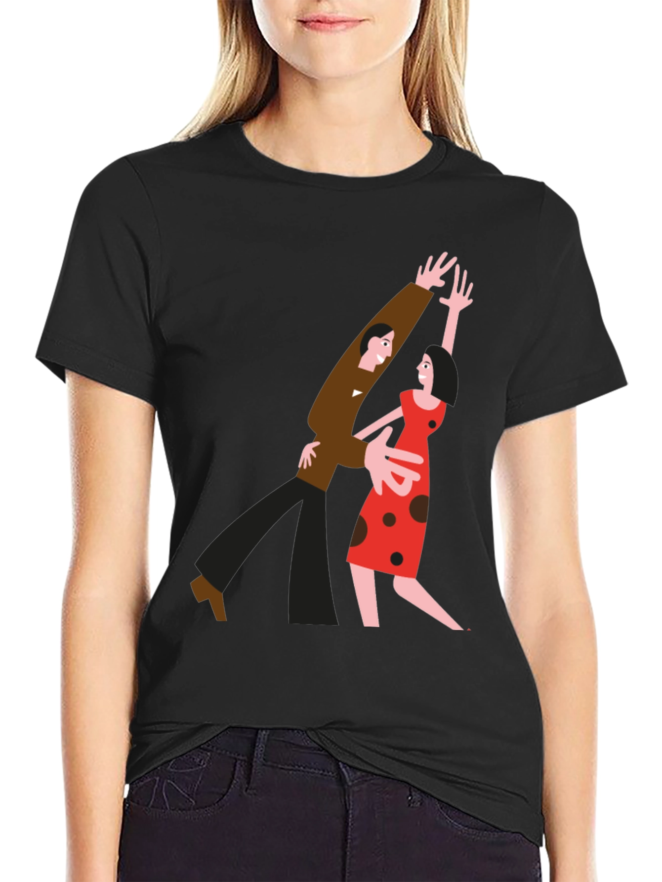 Retro Dance Couple Graphic Tee - Classic Style
