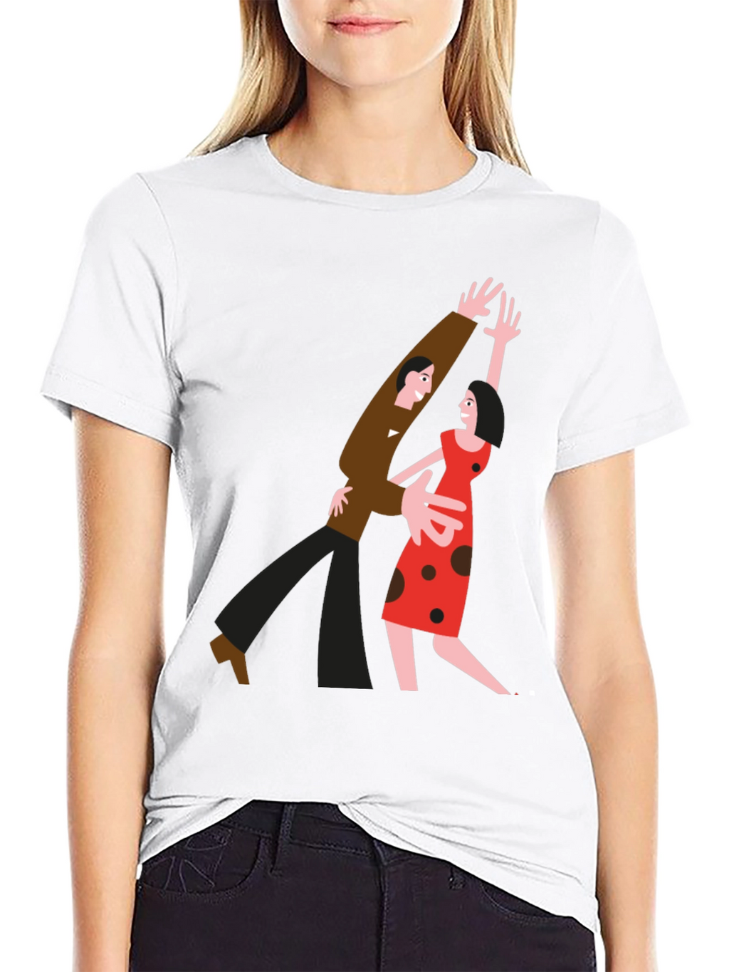 Retro Dance Couple Graphic Tee - Classic Style