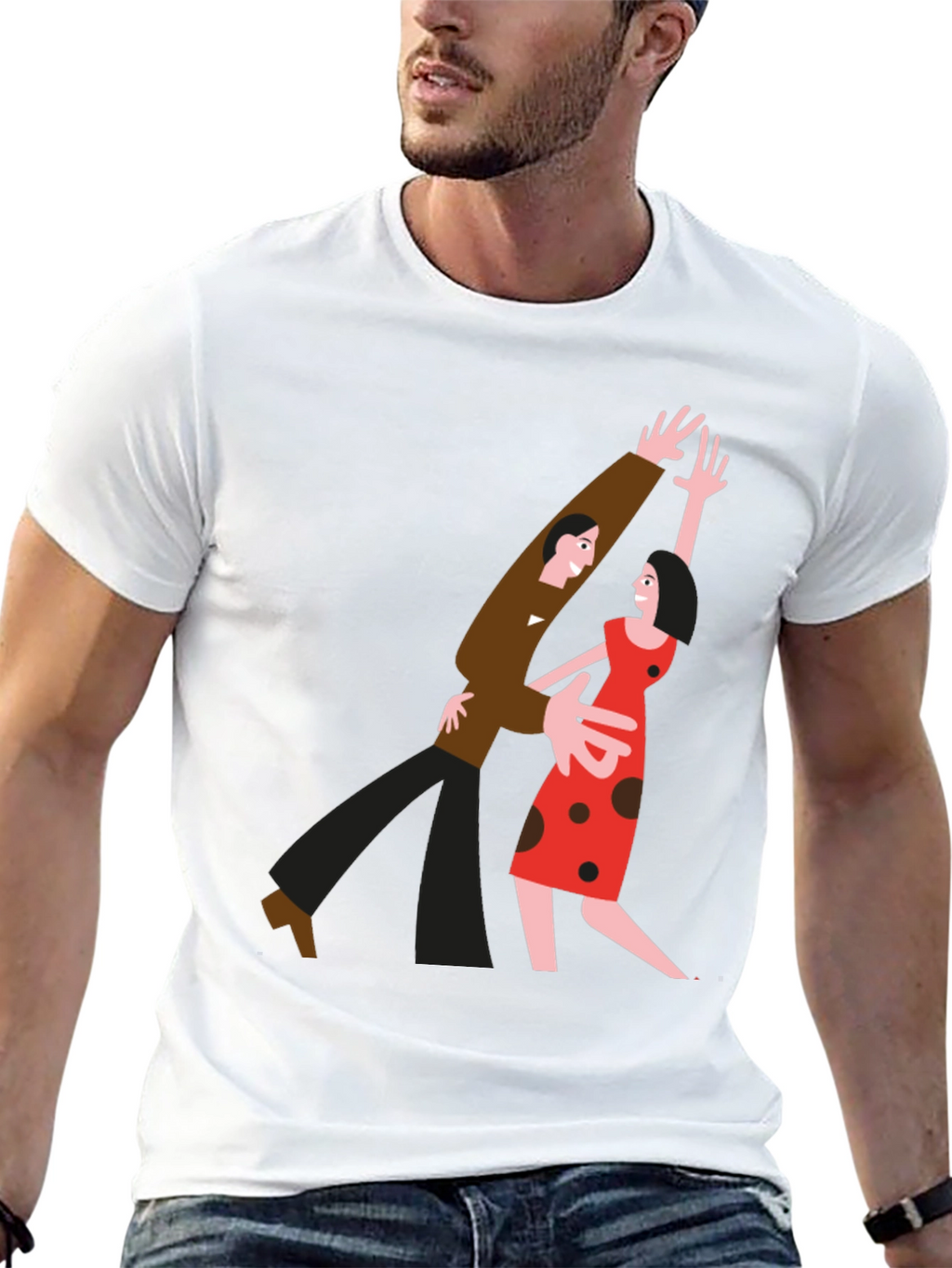 Retro Dance Couple Graphic Tee - Classic Style
