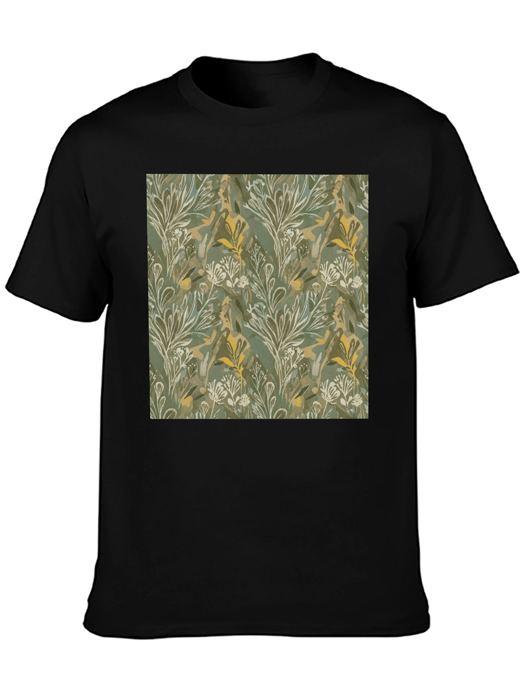 Botanical Print Crew Neck Tee - Soft & Stylish