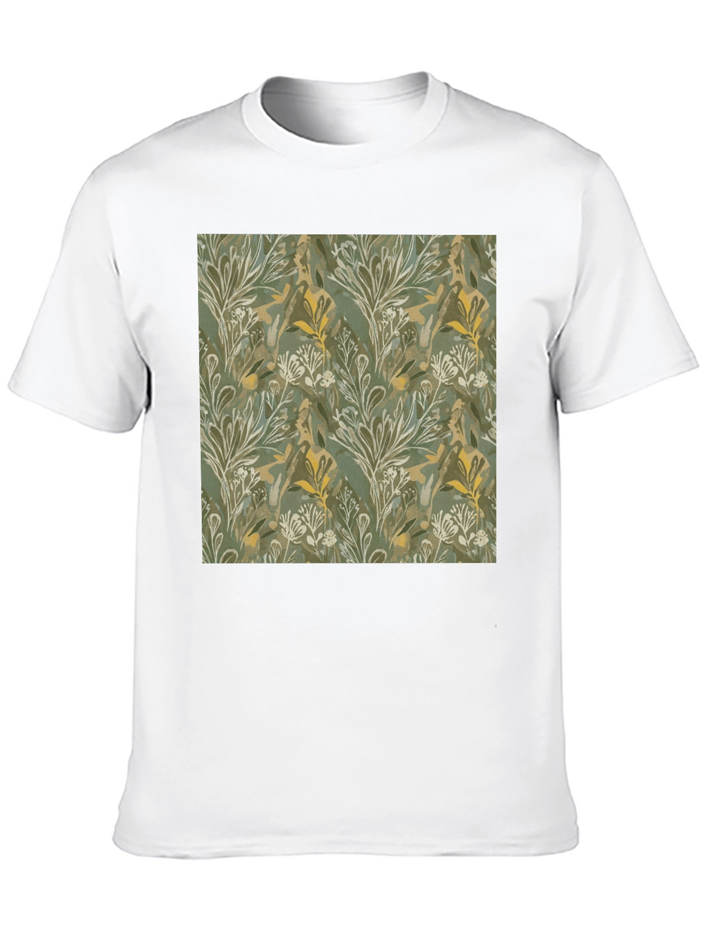 Botanical Print Crew Neck Tee - Soft & Stylish