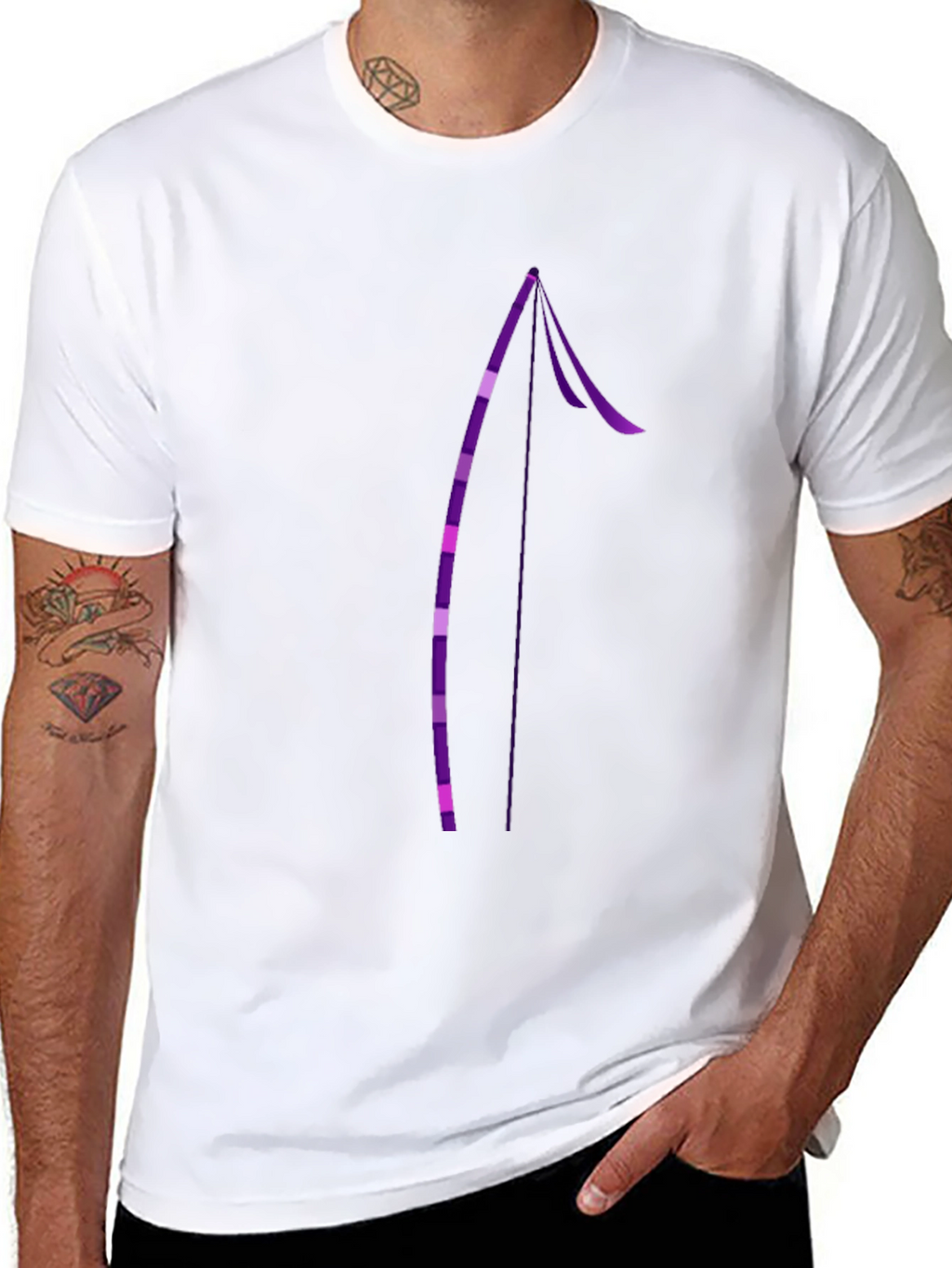 Stylish Black Tee with Purple Arrow Design
