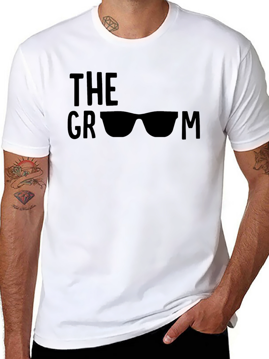 Cool Groom T-Shirt with Sunglasses Graphic - Black