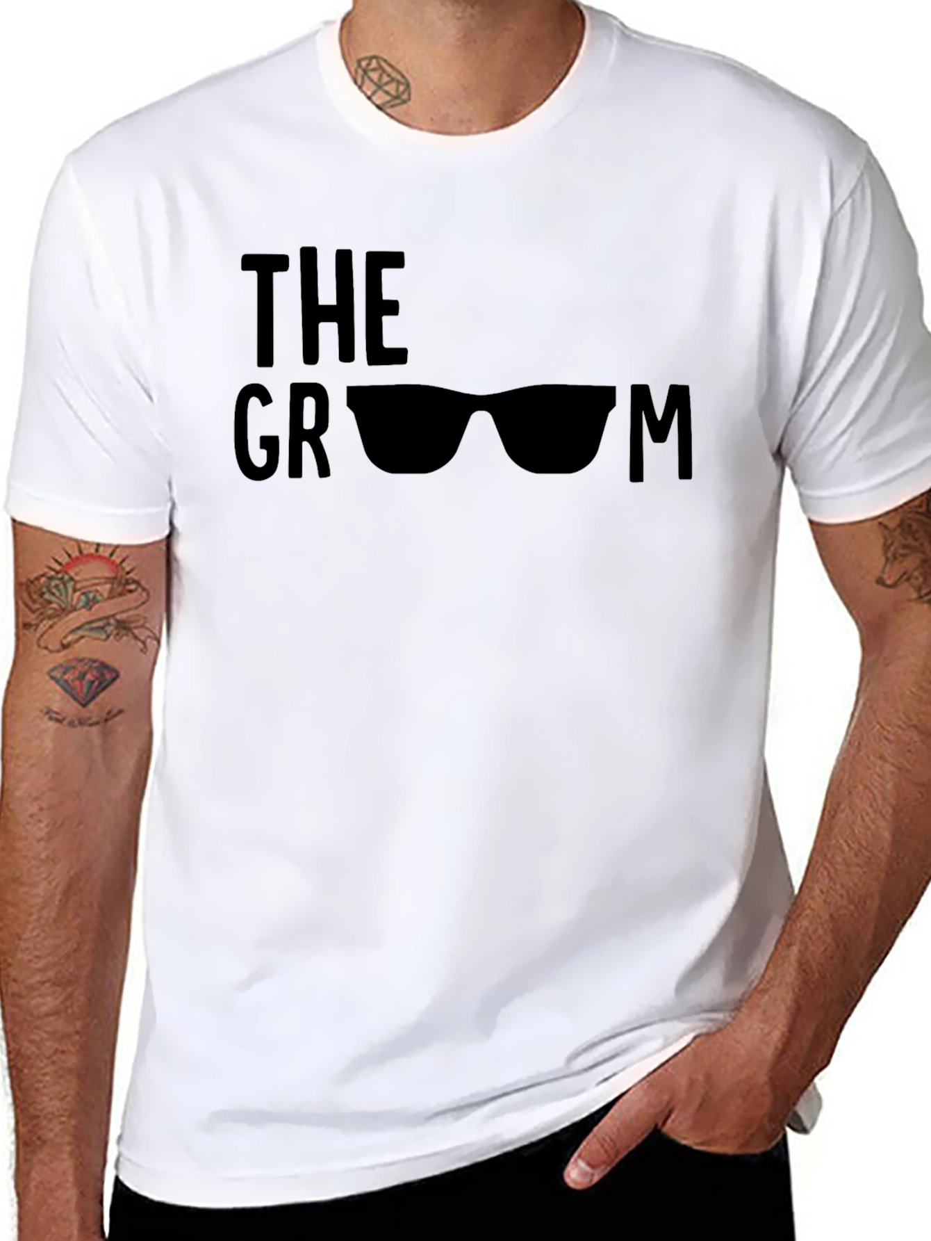 Cool Groom T-Shirt with Sunglasses Graphic - Black