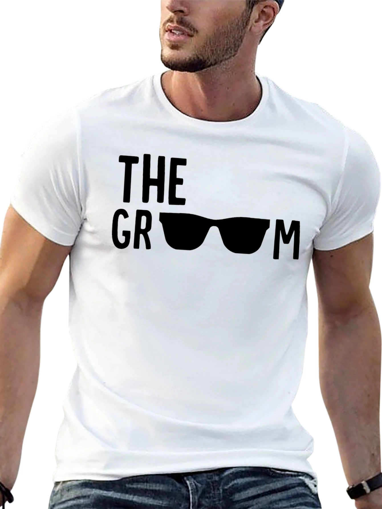 Cool Groom T-Shirt with Sunglasses Graphic - Black