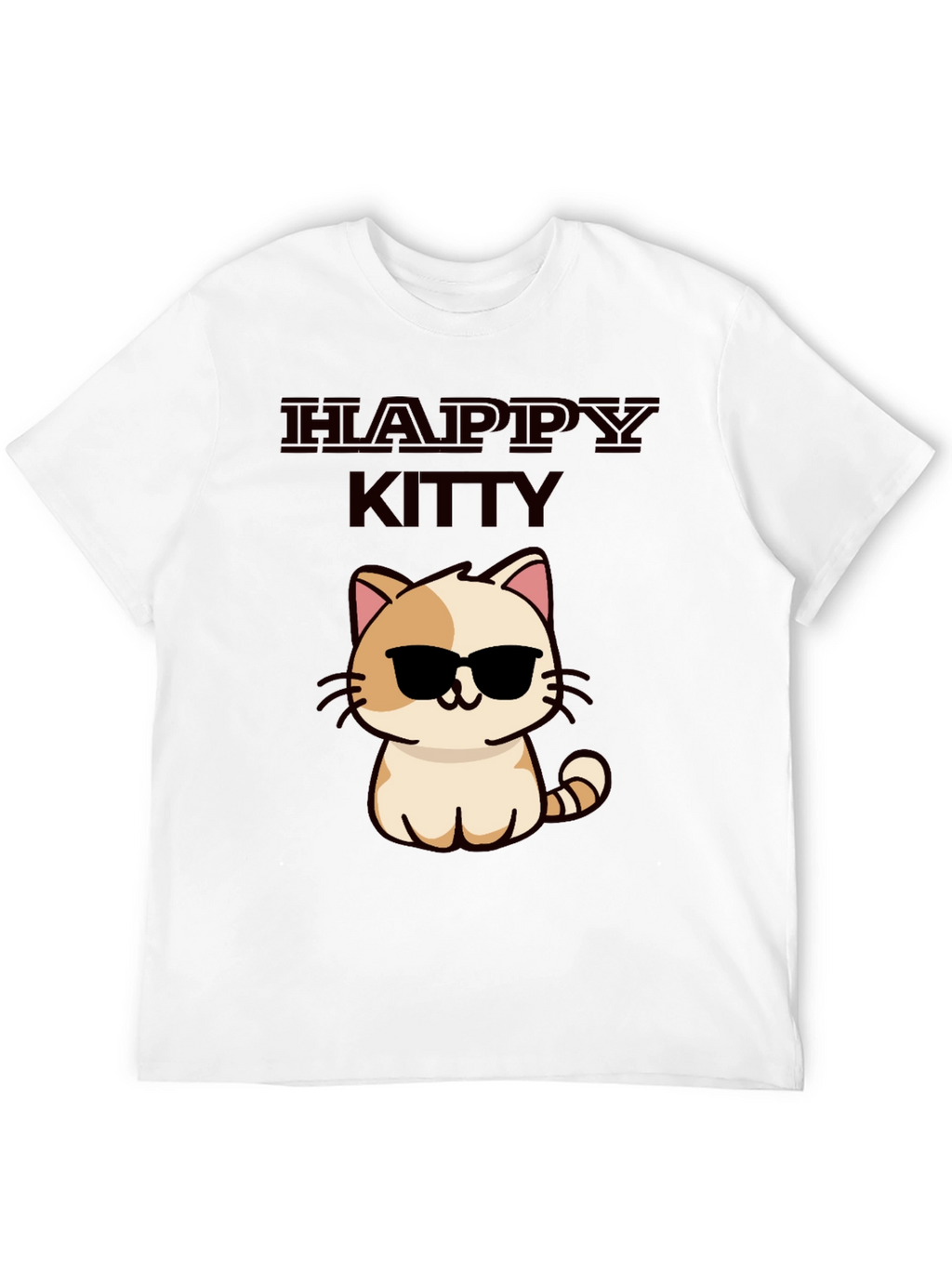 Happy Kitty Graphic Tee - Cute Cat Sunglasses Shirt