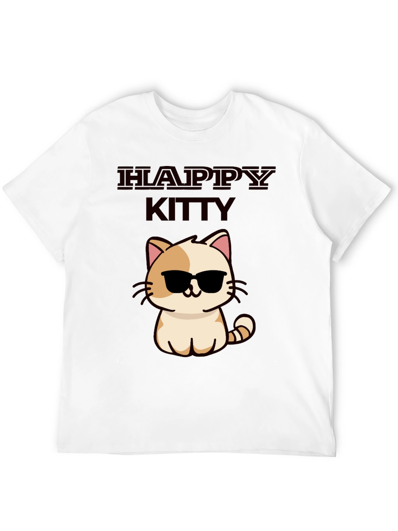 Happy Kitty Graphic Tee - Cute Cat Sunglasses Shirt
