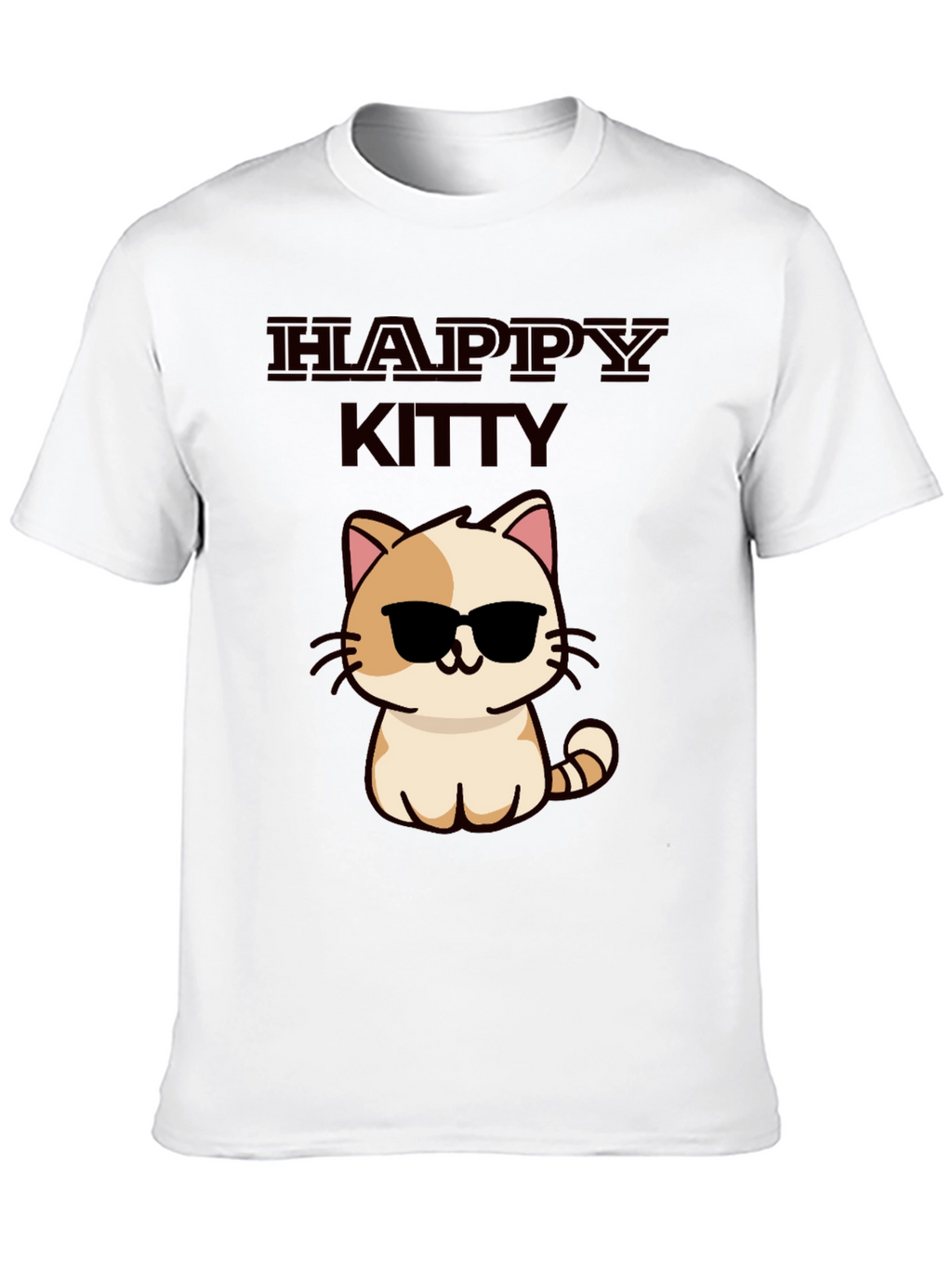 Happy Kitty Graphic Tee - Cute Cat Sunglasses Shirt