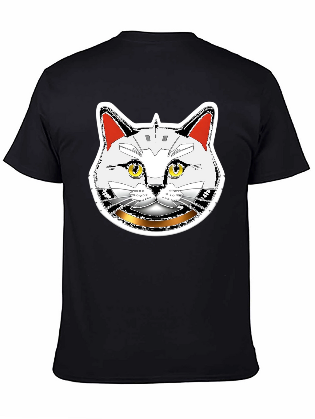 Robotic Cat Graphic T-Shirt - Black