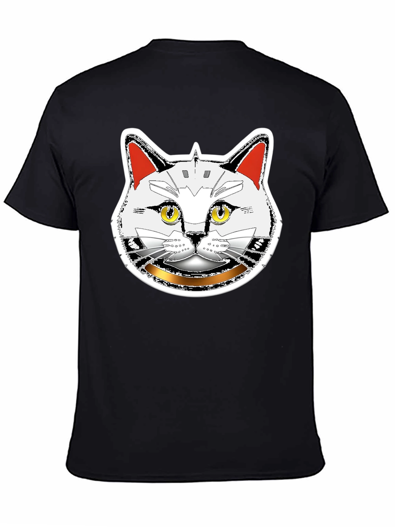 Robotic Cat Graphic T-Shirt - Black