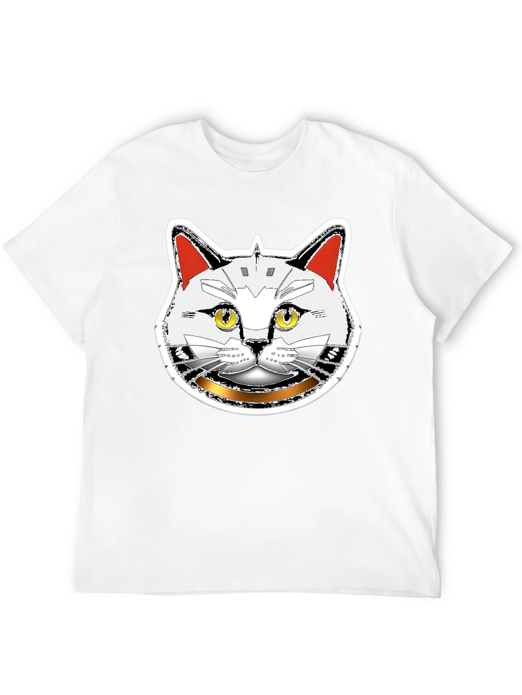 Robotic Cat Graphic T-Shirt - Black