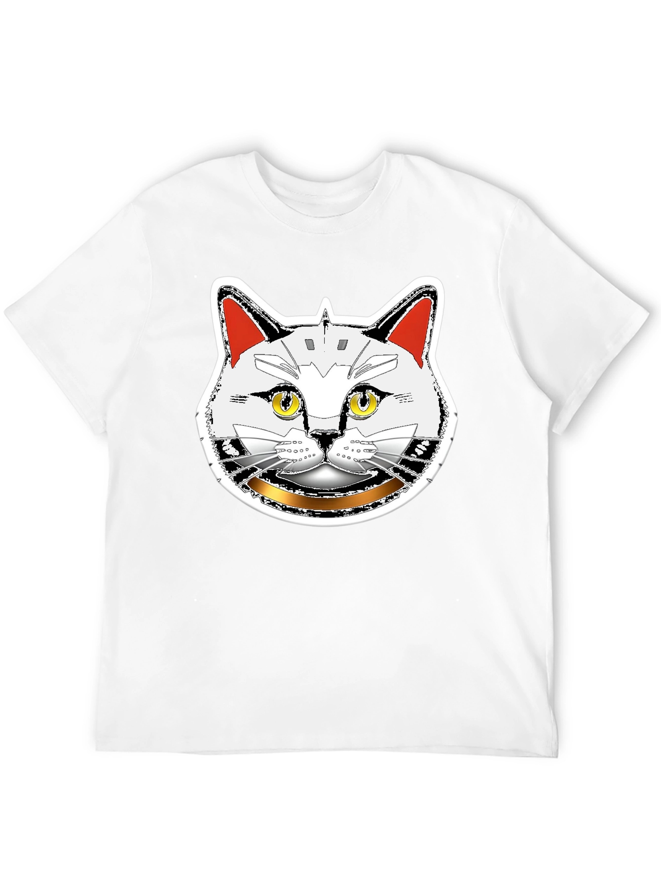 Robotic Cat Graphic T-Shirt - Black