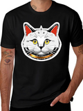Robotic Cat Graphic T-Shirt - Black